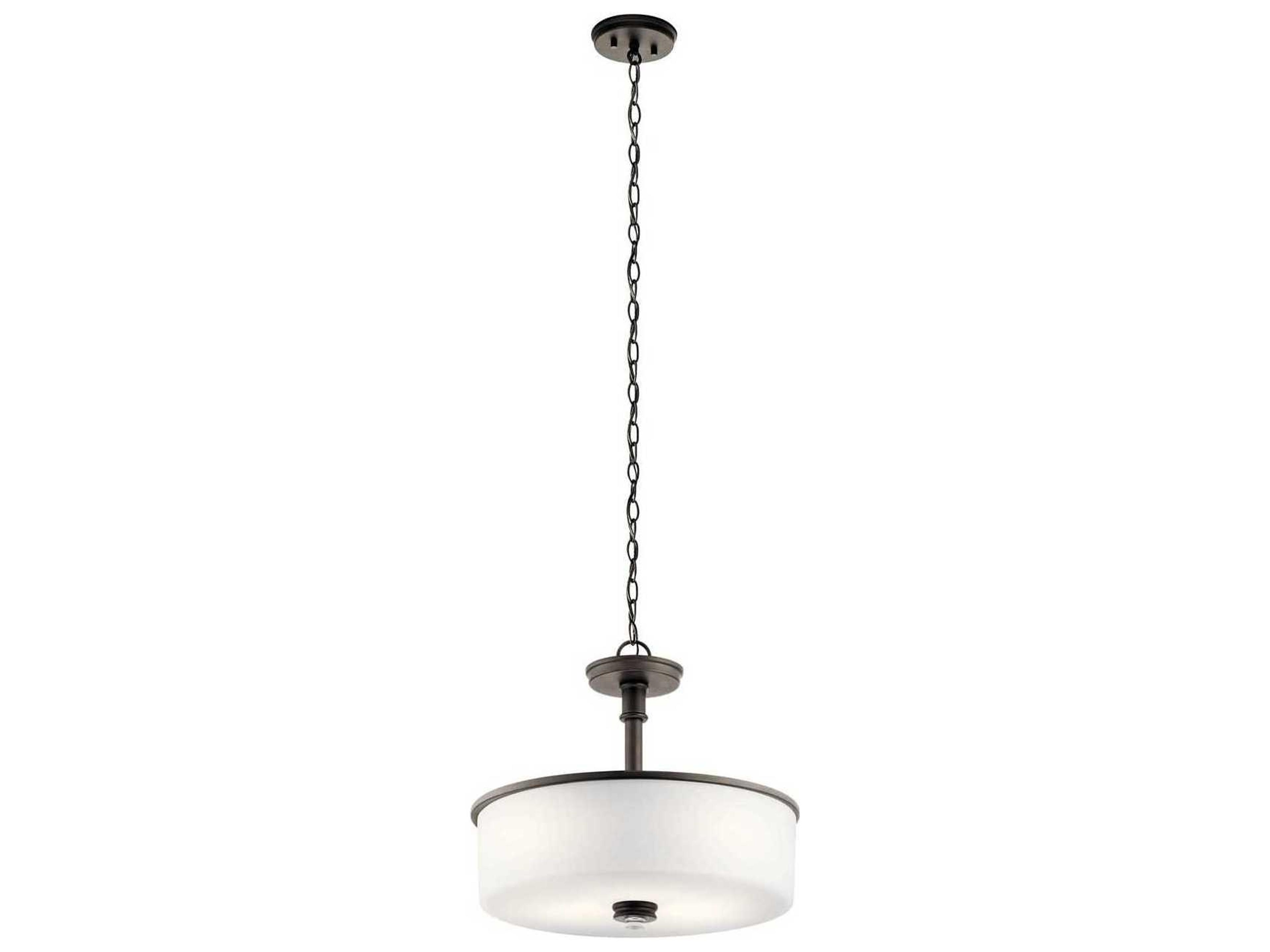 Joelson 3-Light Olde Bronze Glass Drum Round Pendant