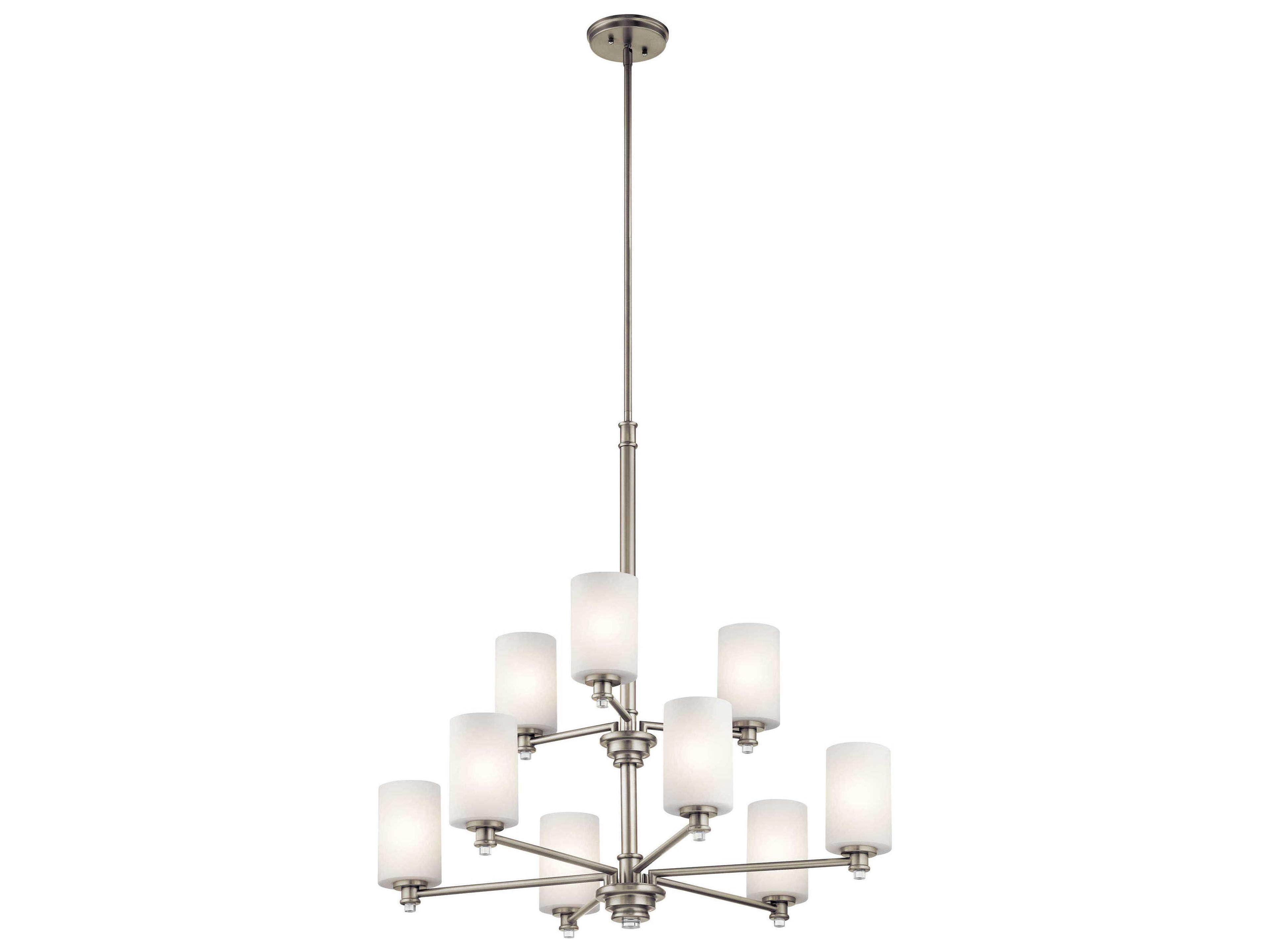 Joelson 9-Light Brushed Nickel Glass Cylinder Chandelier