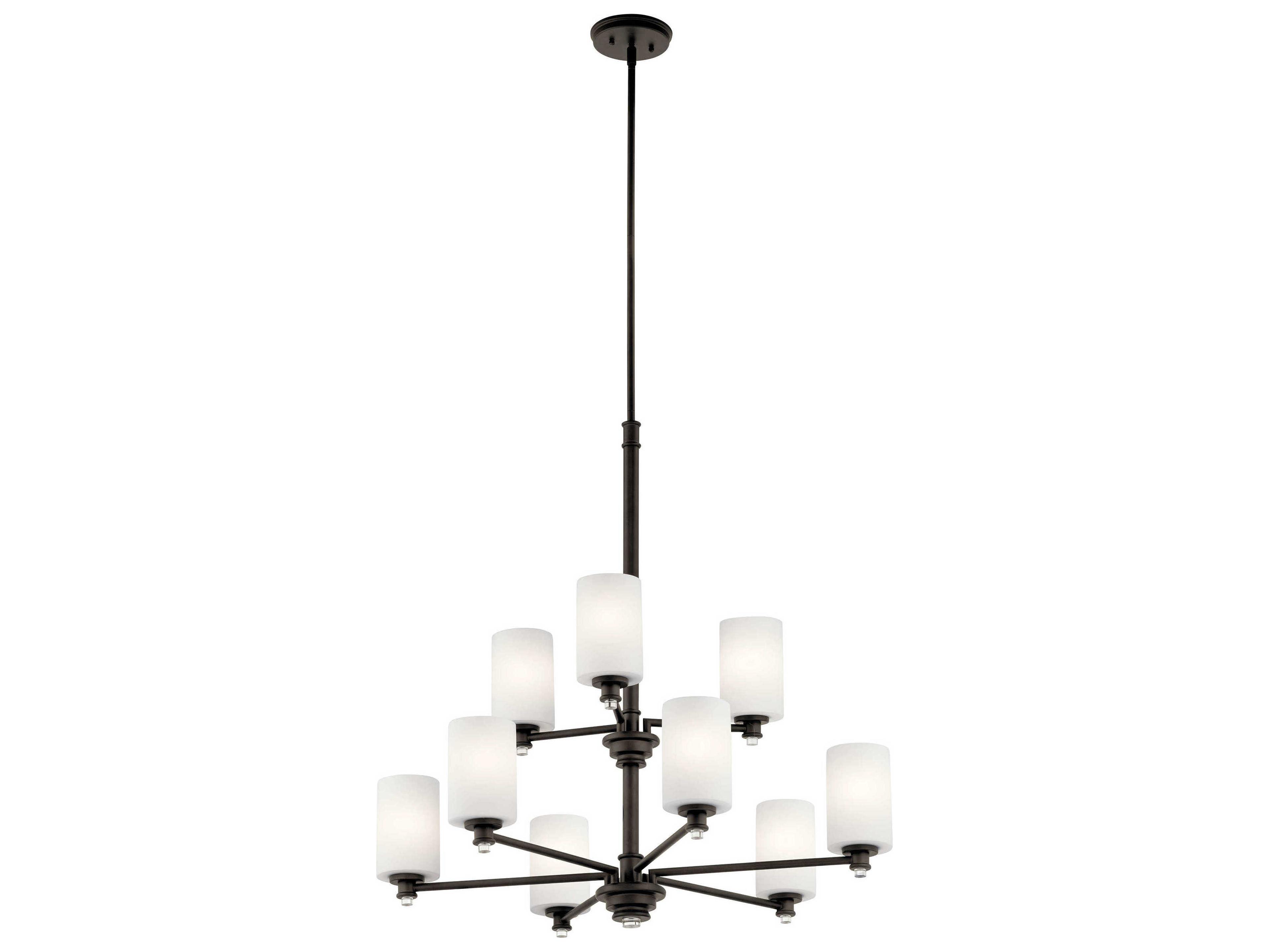 Joelson 9-Light Olde Bronze Glass Cylinder Chandelier