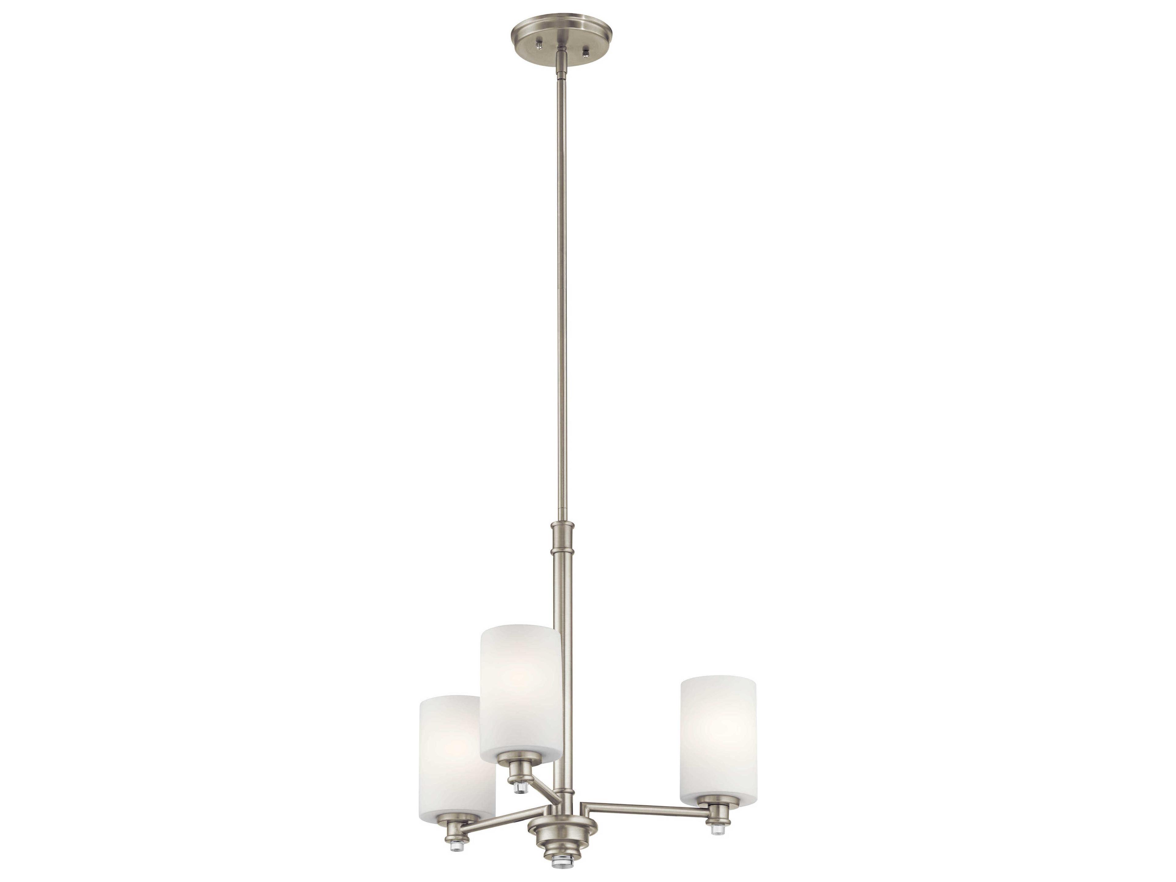 Joelson 3-Light Brushed Nickel Glass Cylinder Chandelier