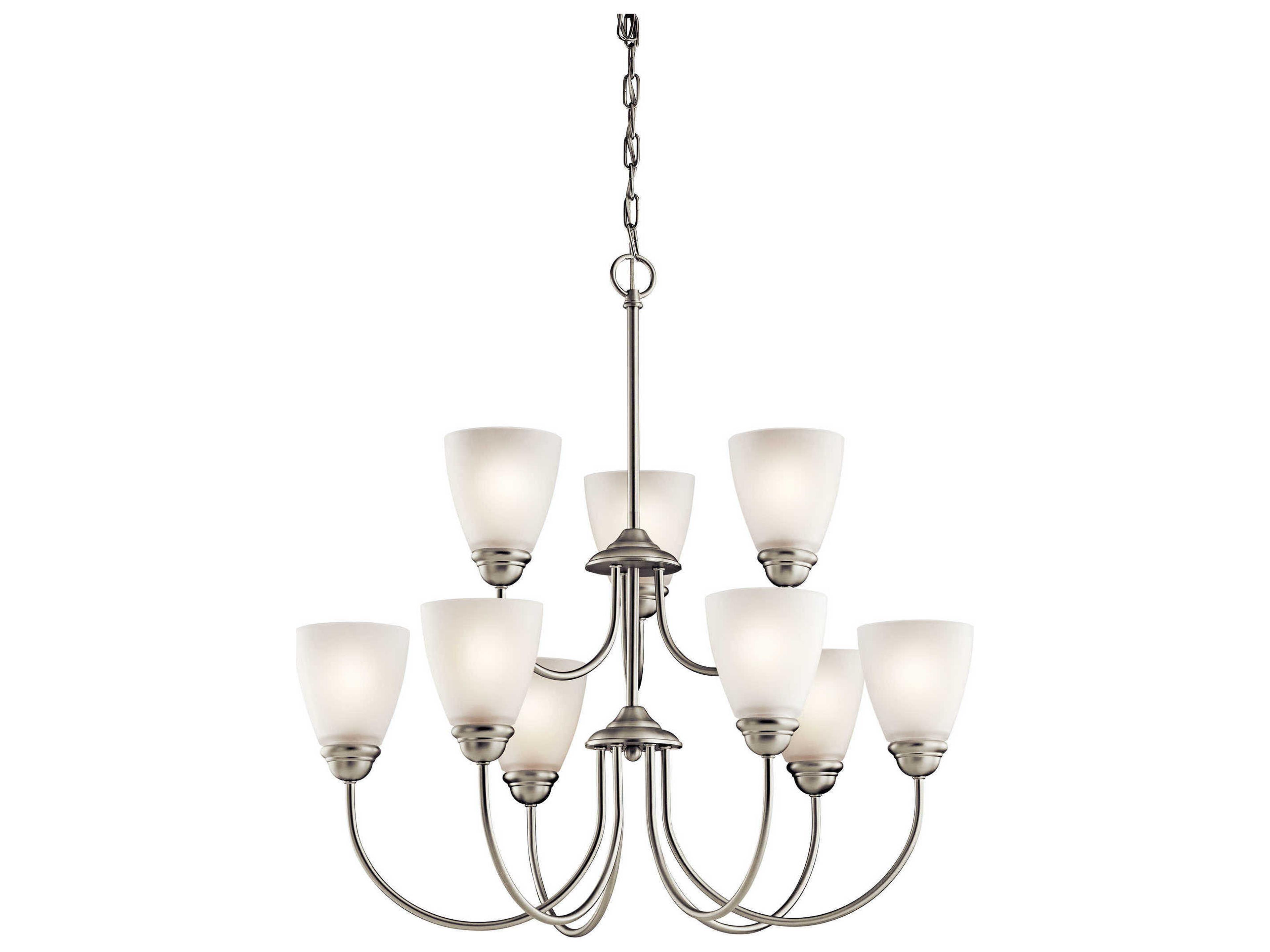 Jolie 9-Light Brushed Nickel Glass Bell Chandelier