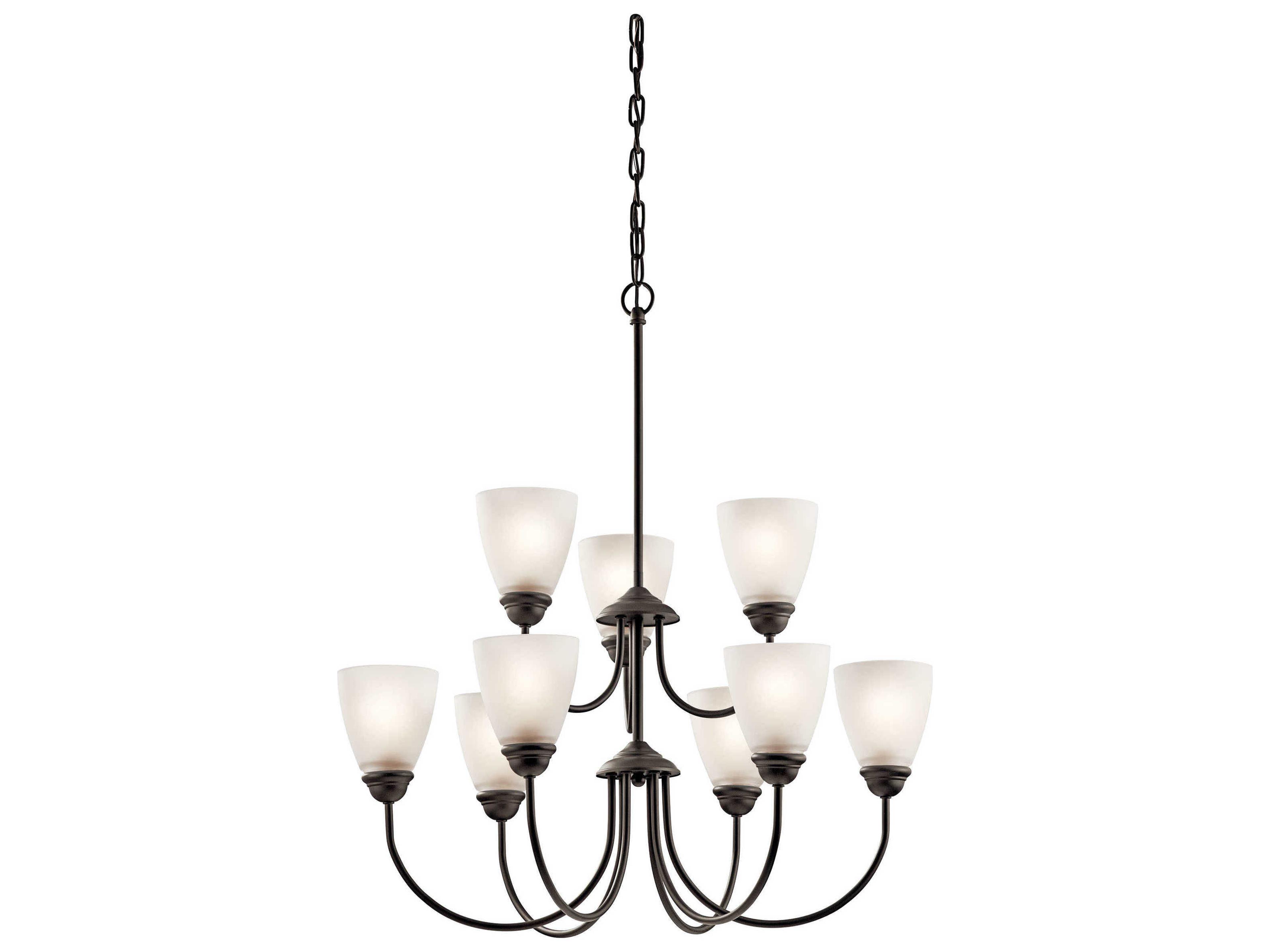 Jolie 9-Light Olde Bronze Glass Bell Chandelier