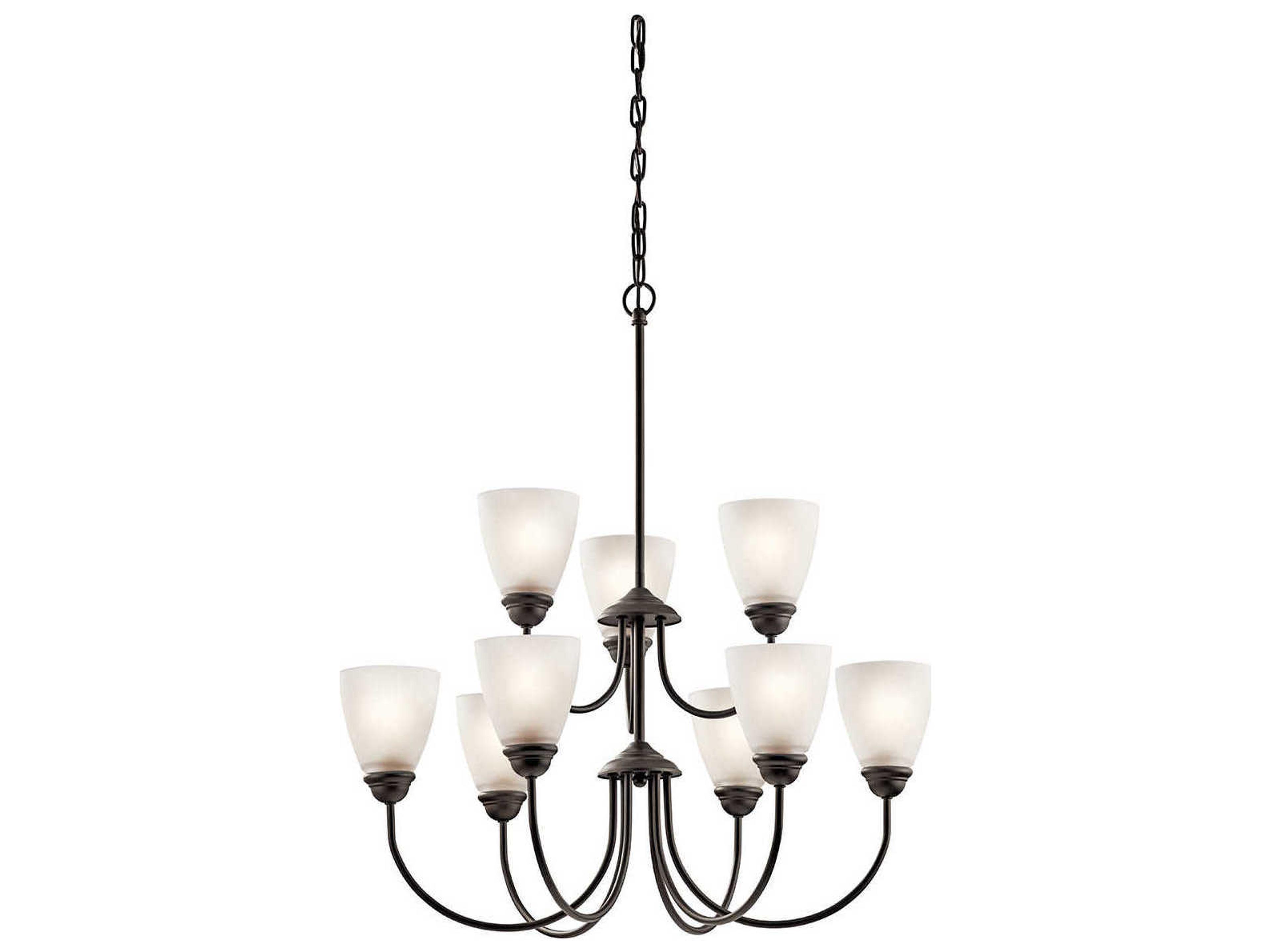 Jolie 9-Light Olde Bronze Glass LED Bell Chandelier
