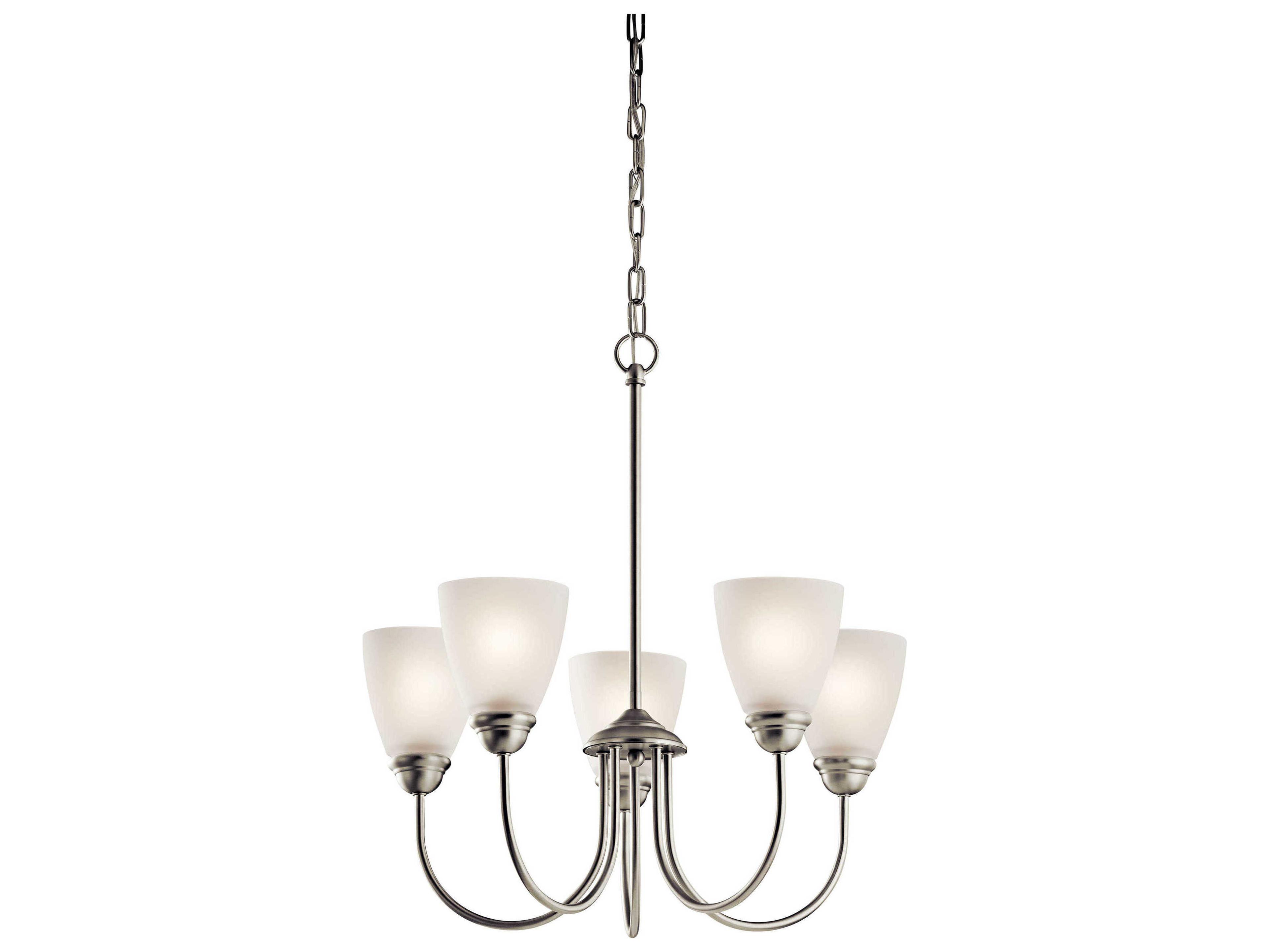 Jolie 5-Light Brushed Nickel Glass Bell Chandelier