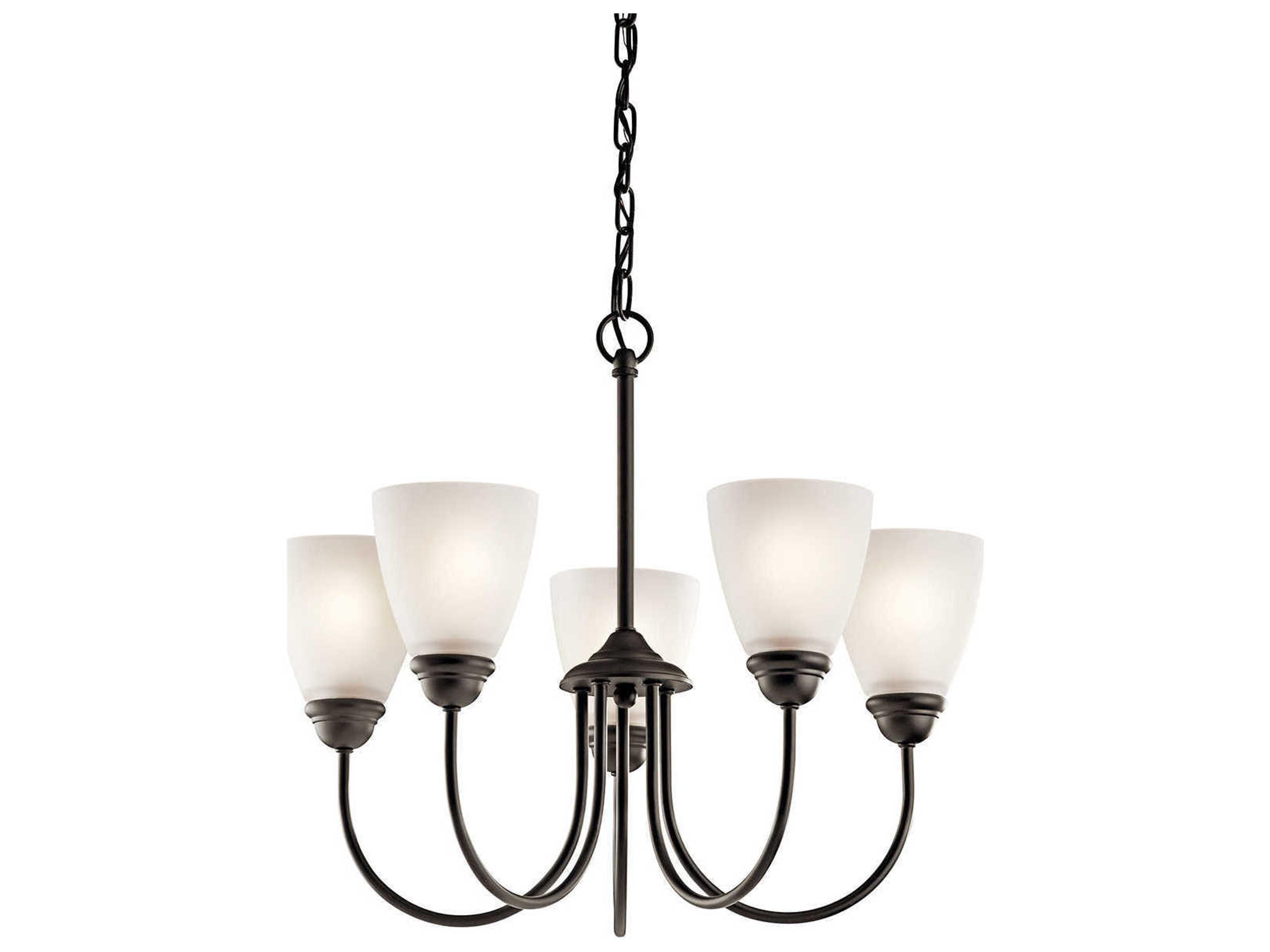 Jolie 5-Light Olde Bronze Glass LED Bell Chandelier
