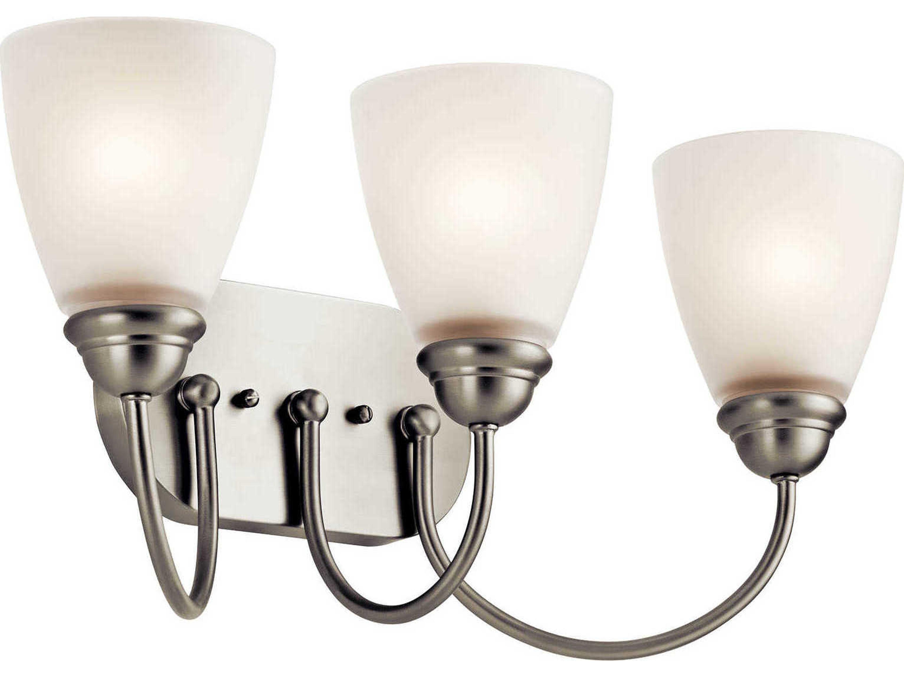 Jolie 3-Light Brushed Nickel Glass Vanity Light