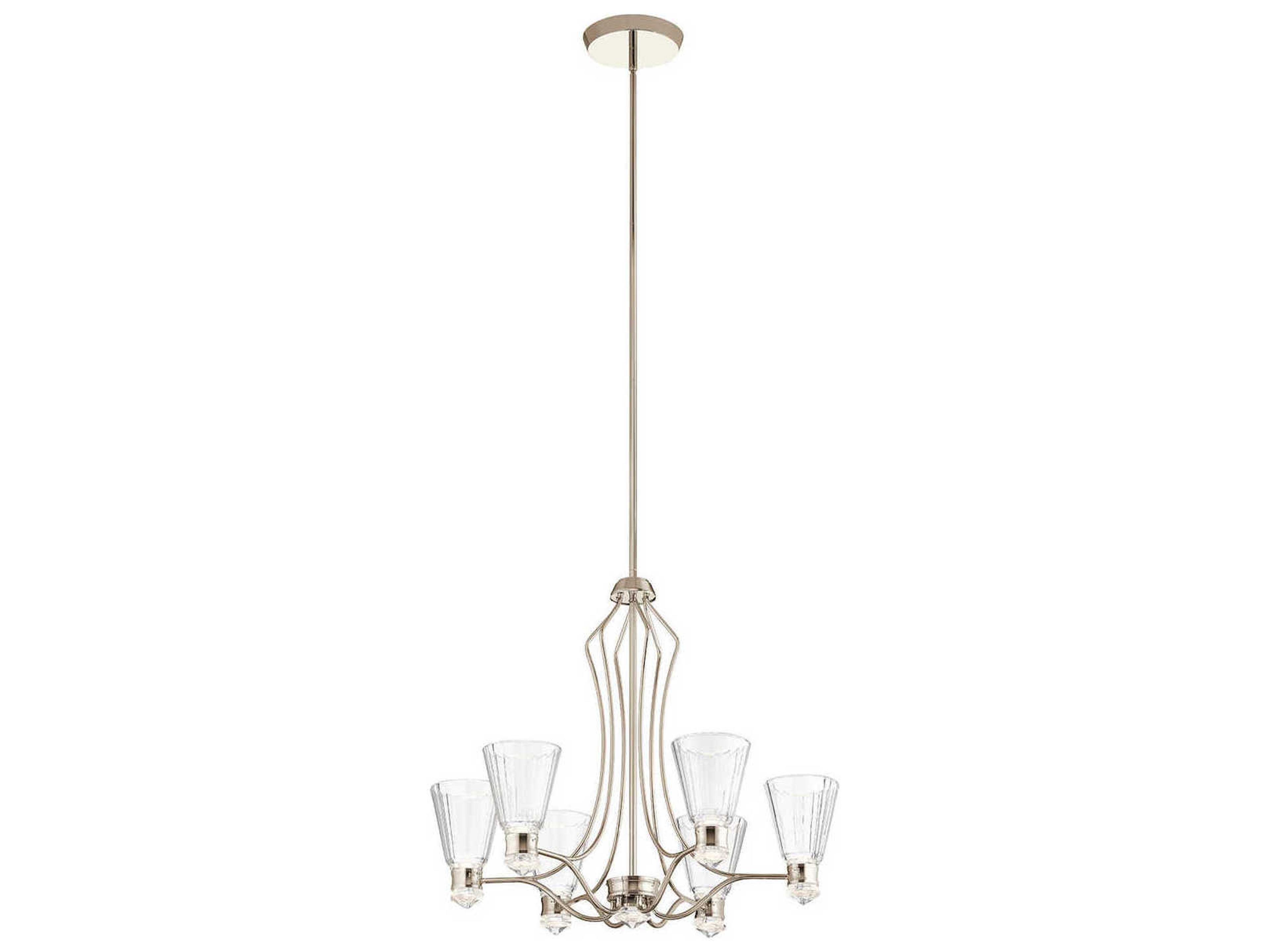 Kayva 6-Light Polished Nickel Glass Bell Chandelier