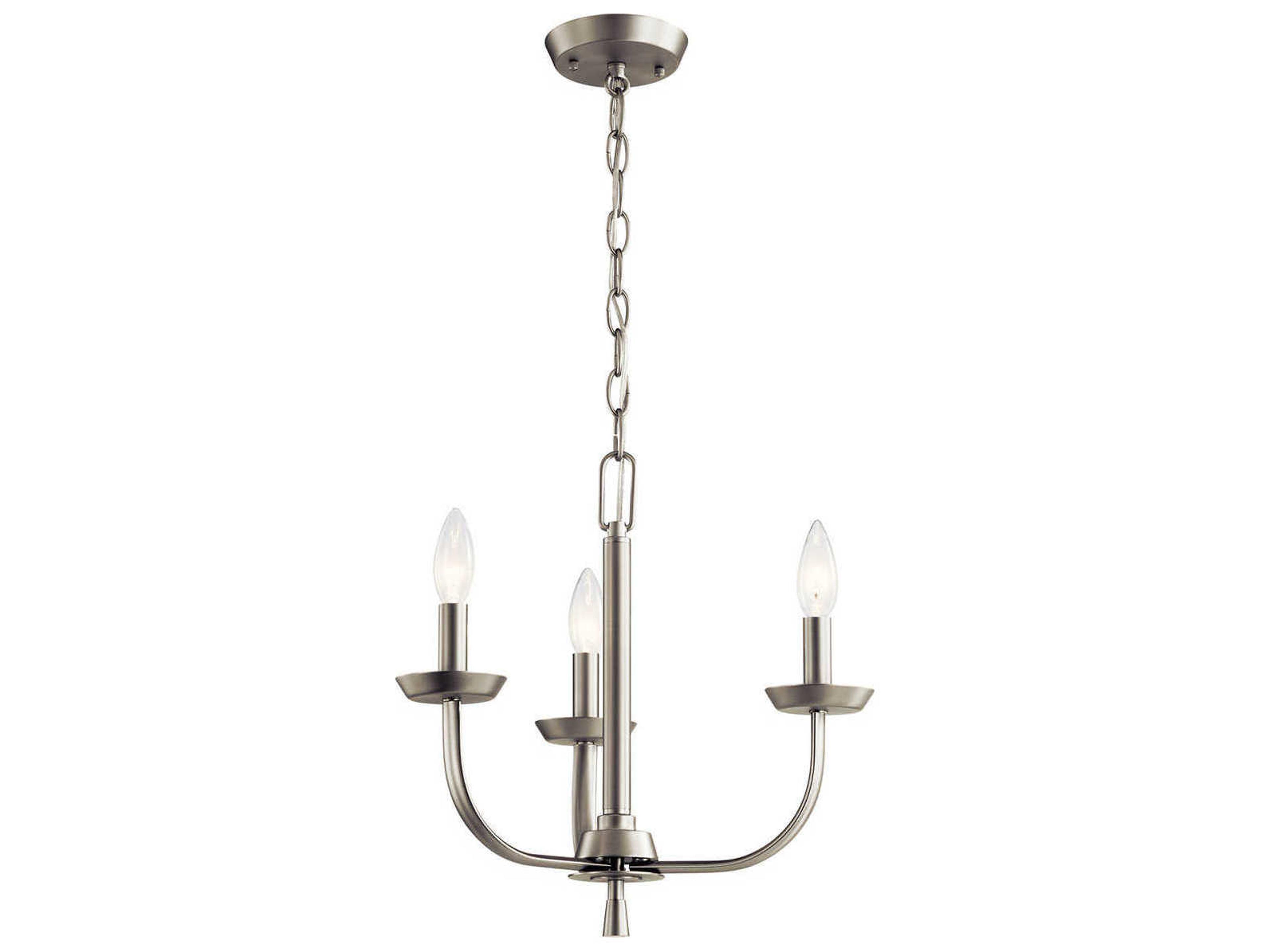 Kennewick 3-Light Brushed Nickel Candelabra Chandelier