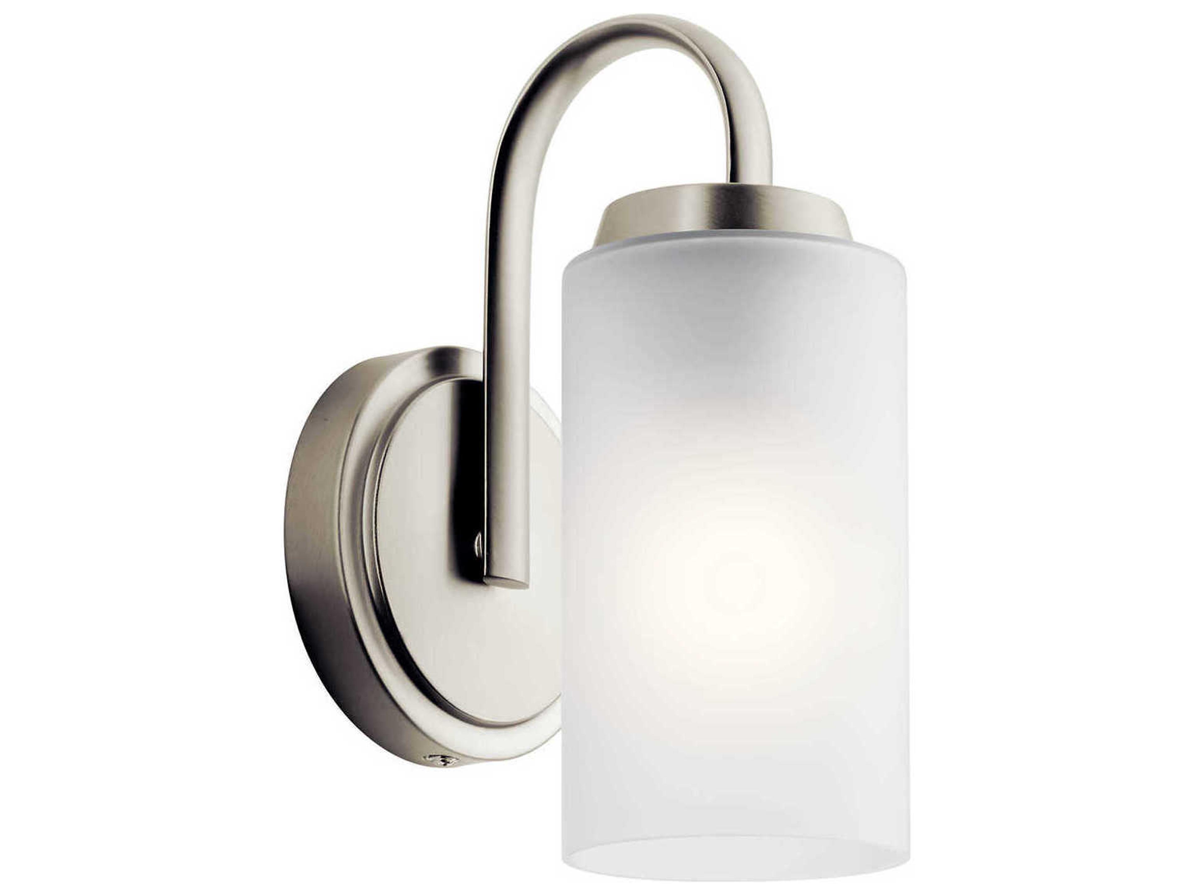 Kennewick 1-Light Brushed Nickel Glass Wall Sconce