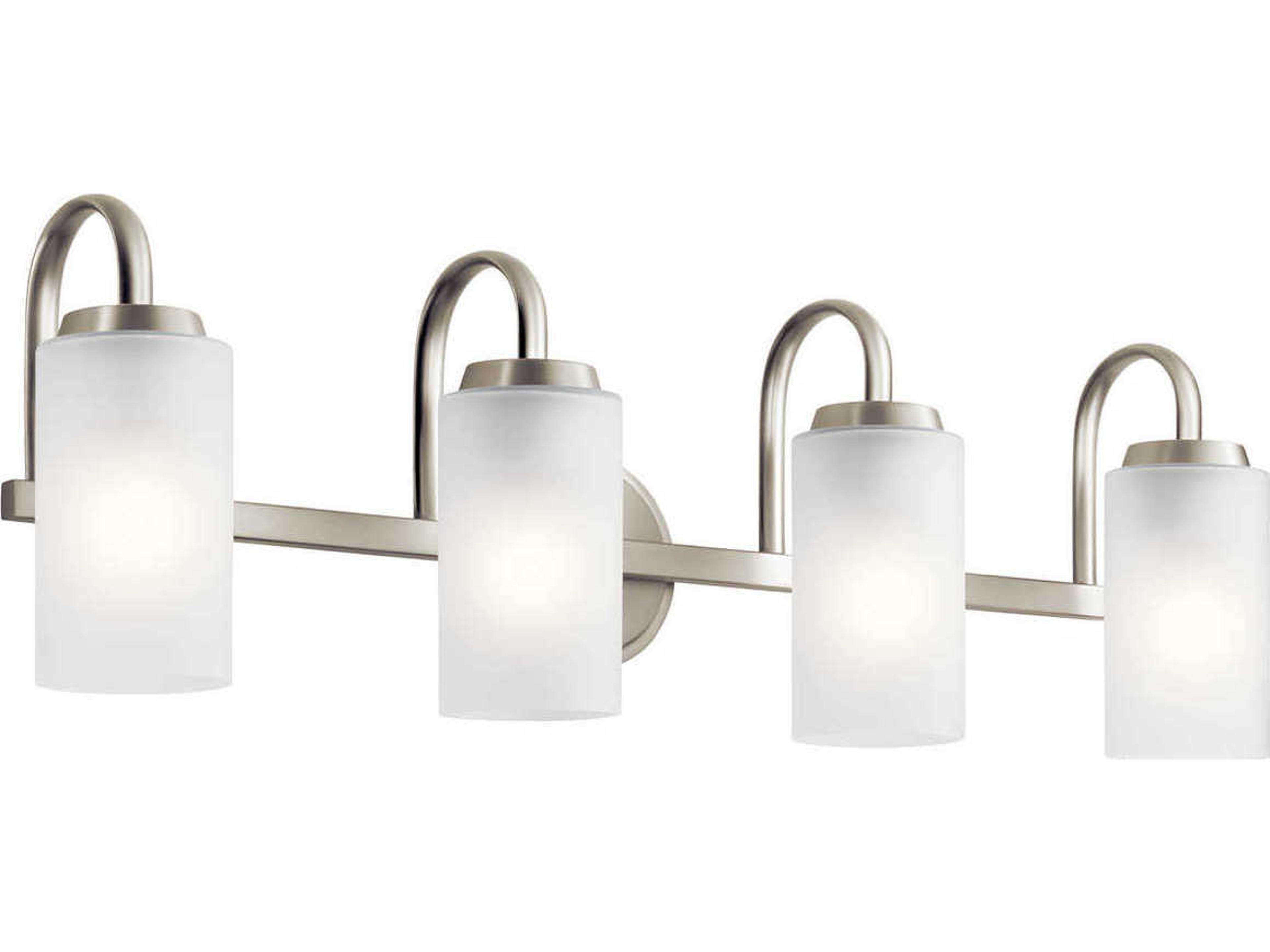 Kennewick 4-Light Brushed Nickel Glass Vanity Light