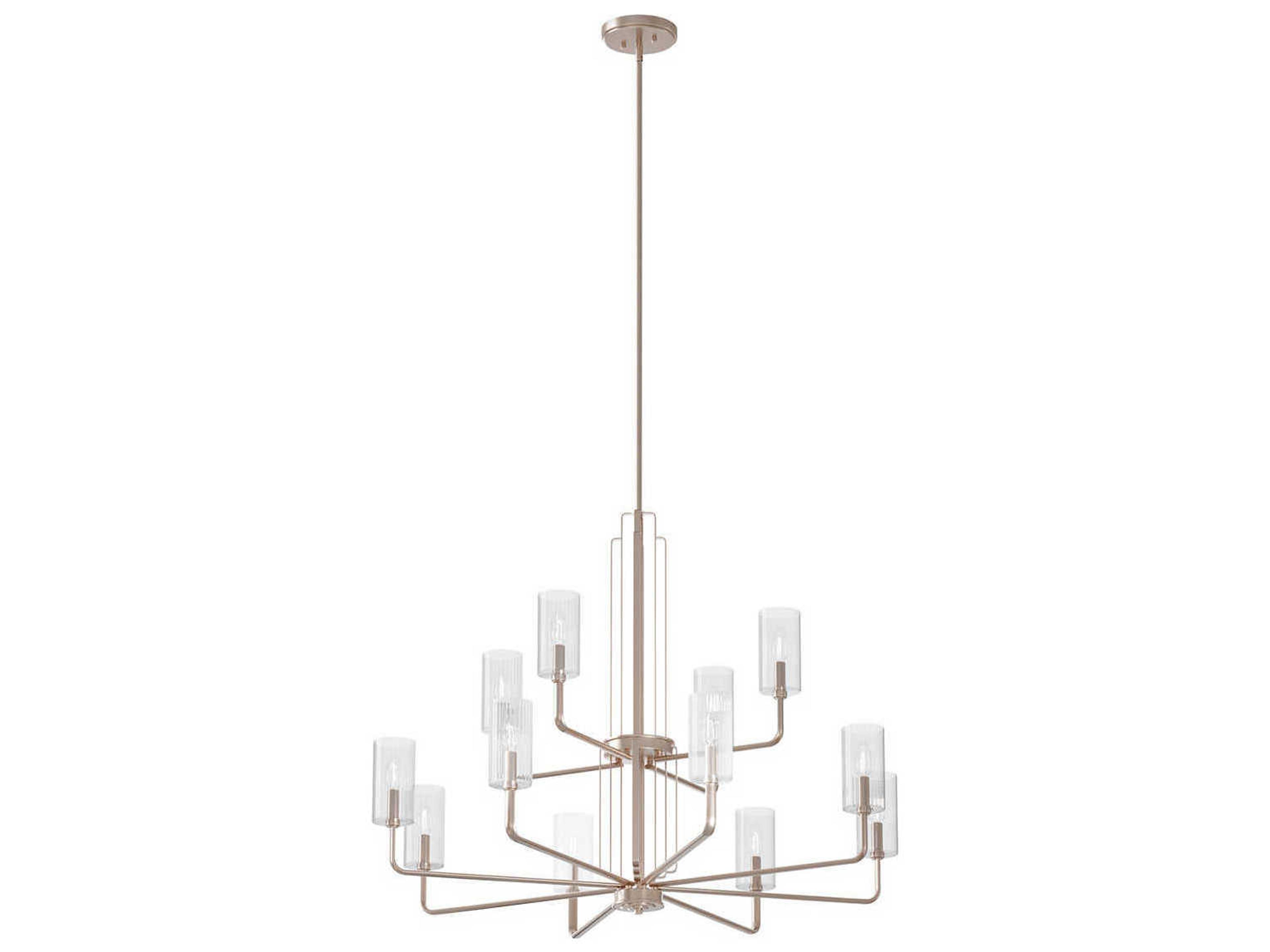 Kimrose 12-Light Polished Nickel Glass Candelabra Cylinder Chandelier
