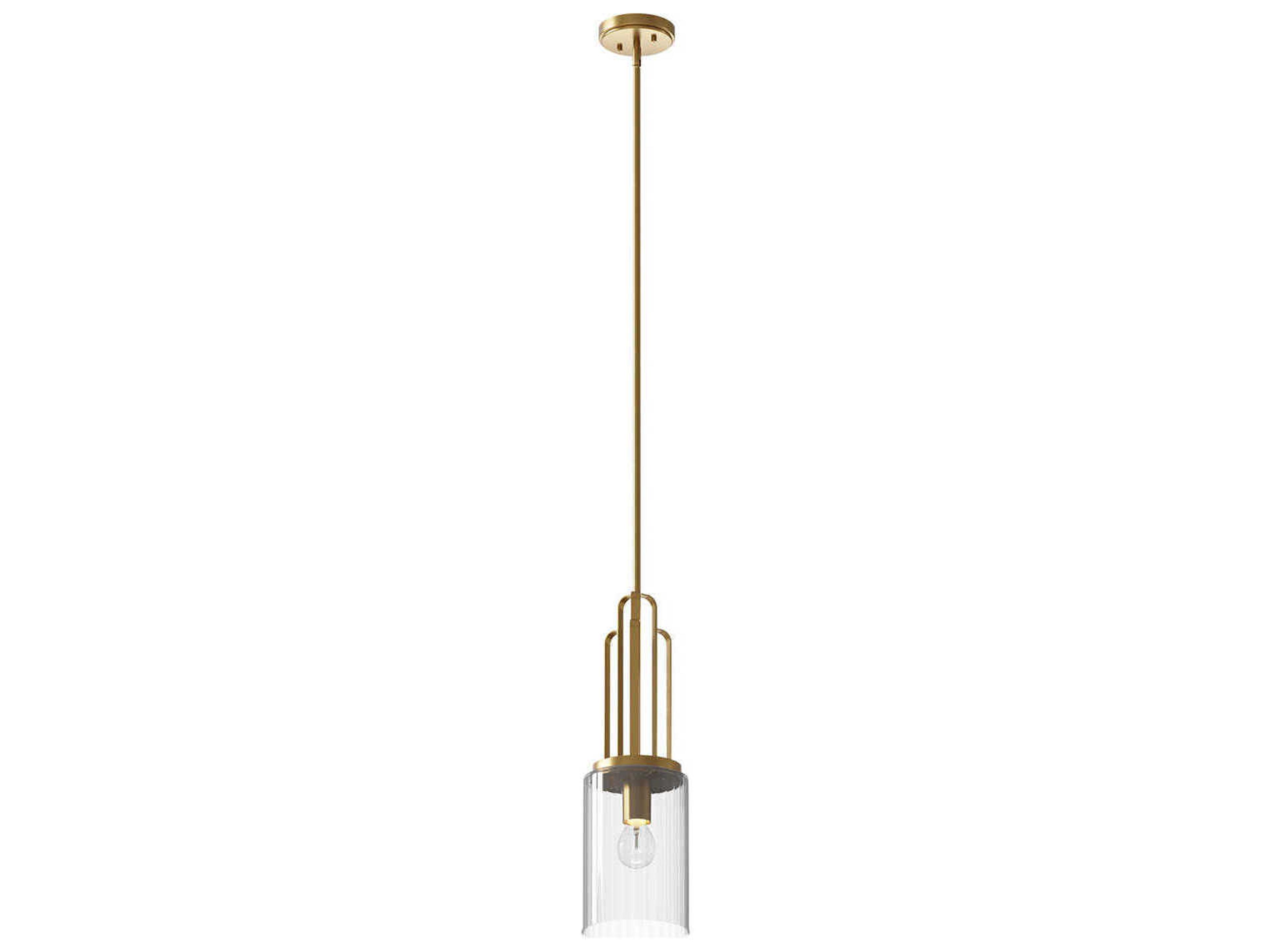 Kimrose 1-Light Brushed Natural Brass Glass Cylinder Mini Pendant