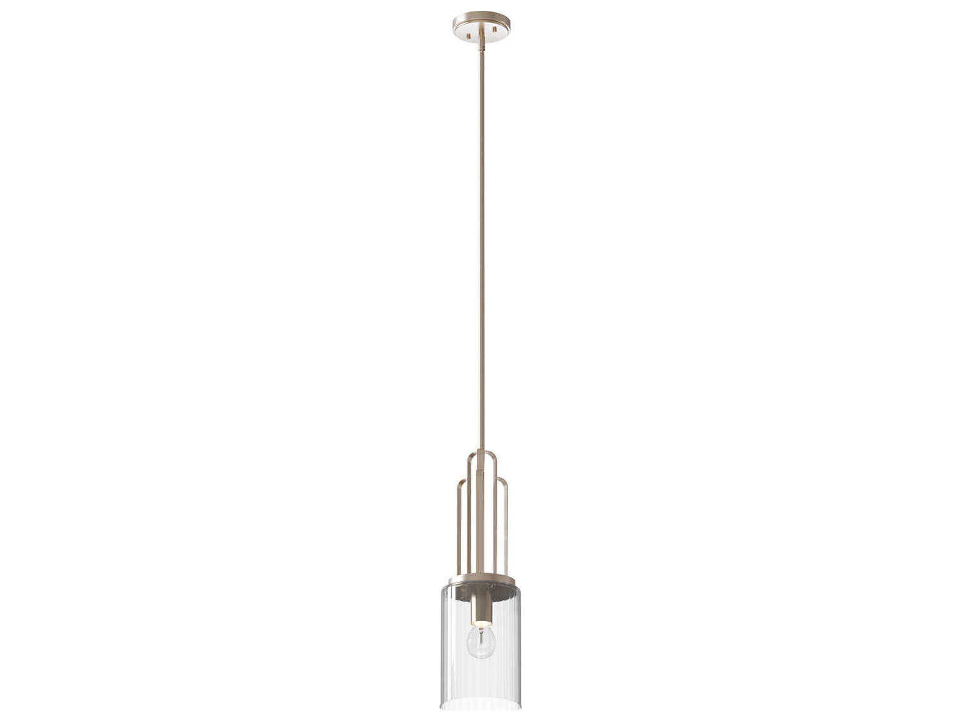 Kimrose 1-Light Polished Nickel Glass Cylinder Mini Pendant