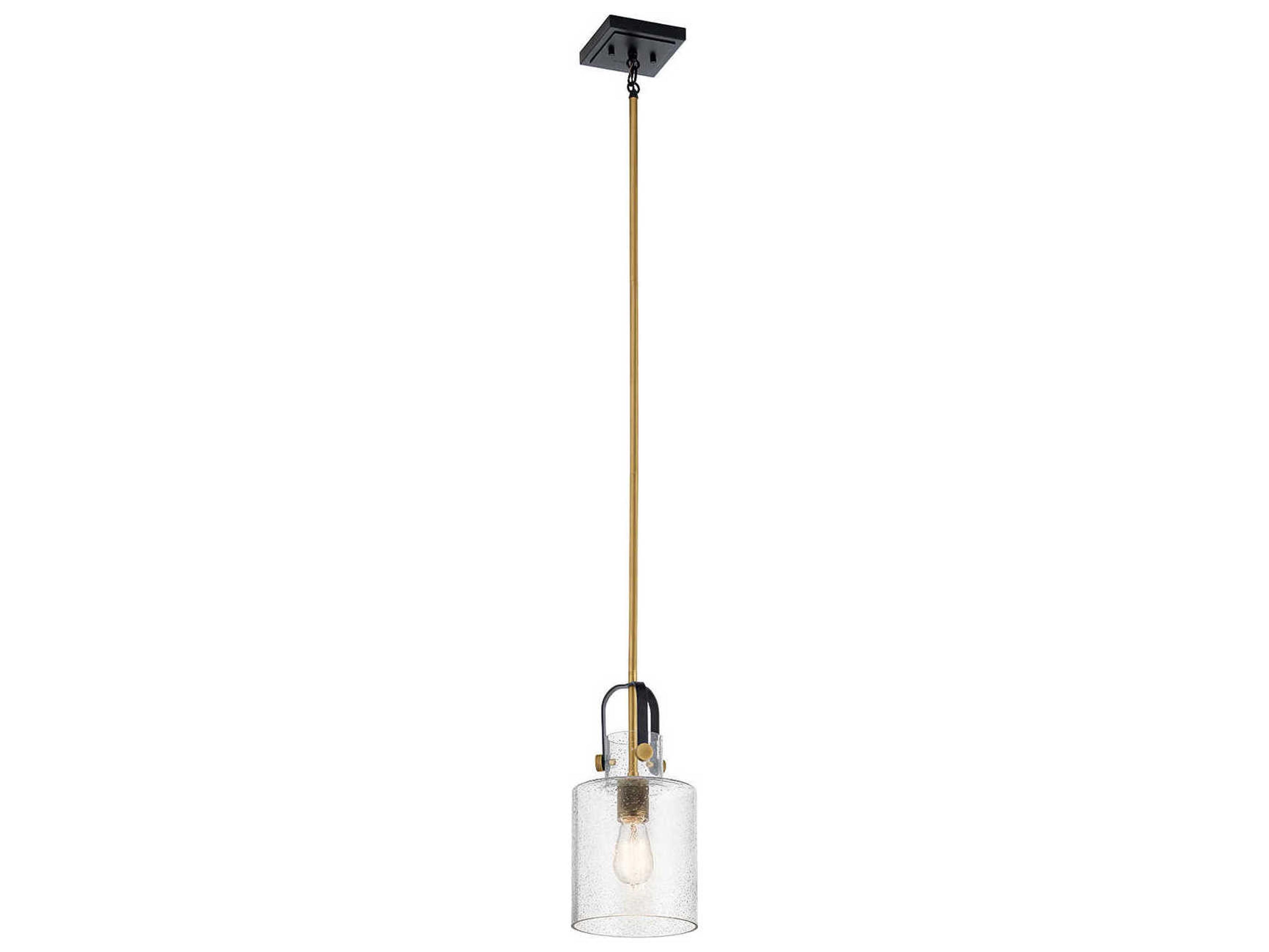 Kitner 1-Light Natural Brass Glass Cylinder Mini Pendant