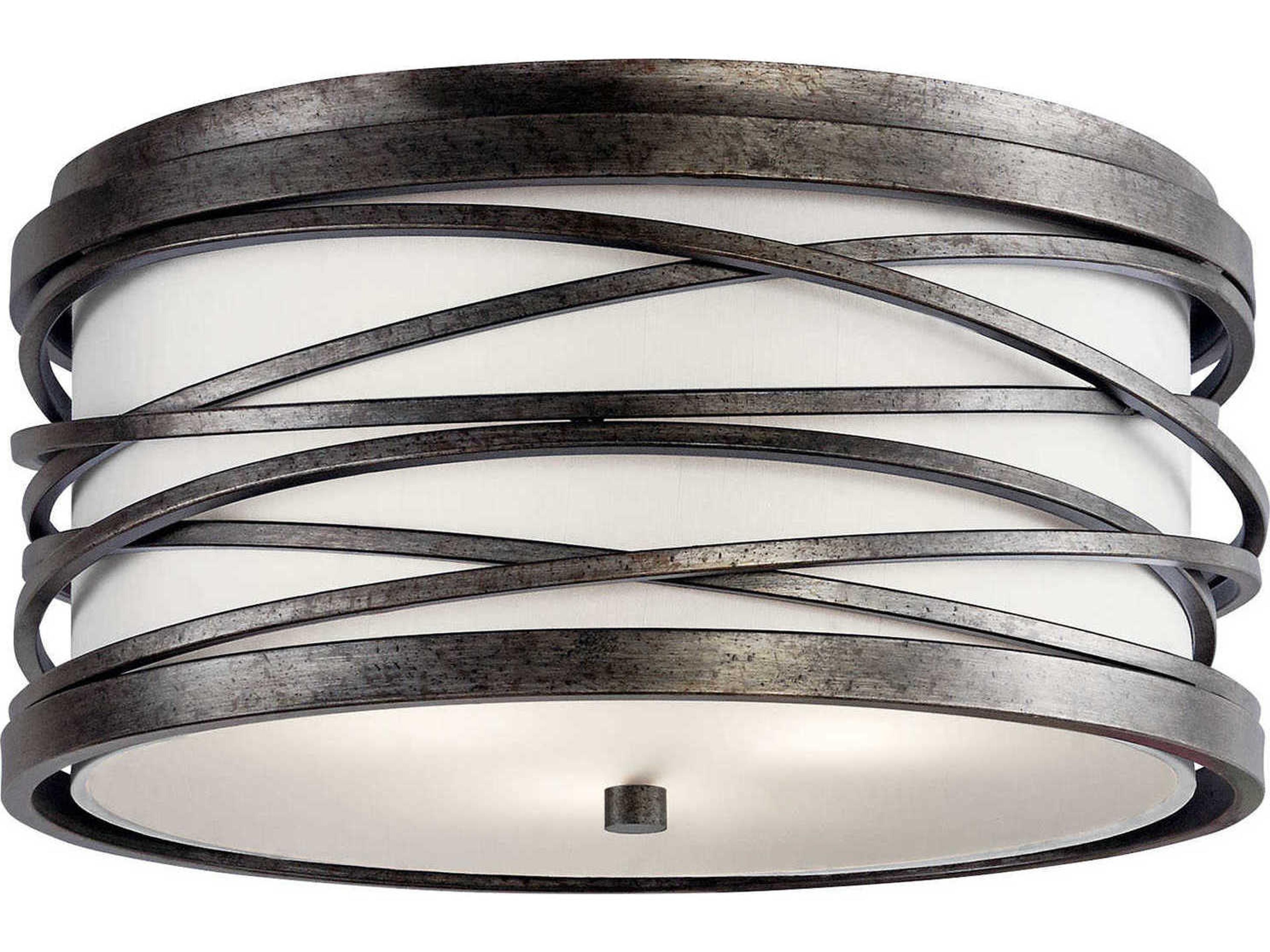 Krasi 3-Light Warm Bronze Glass Drum Semi Flush Mount