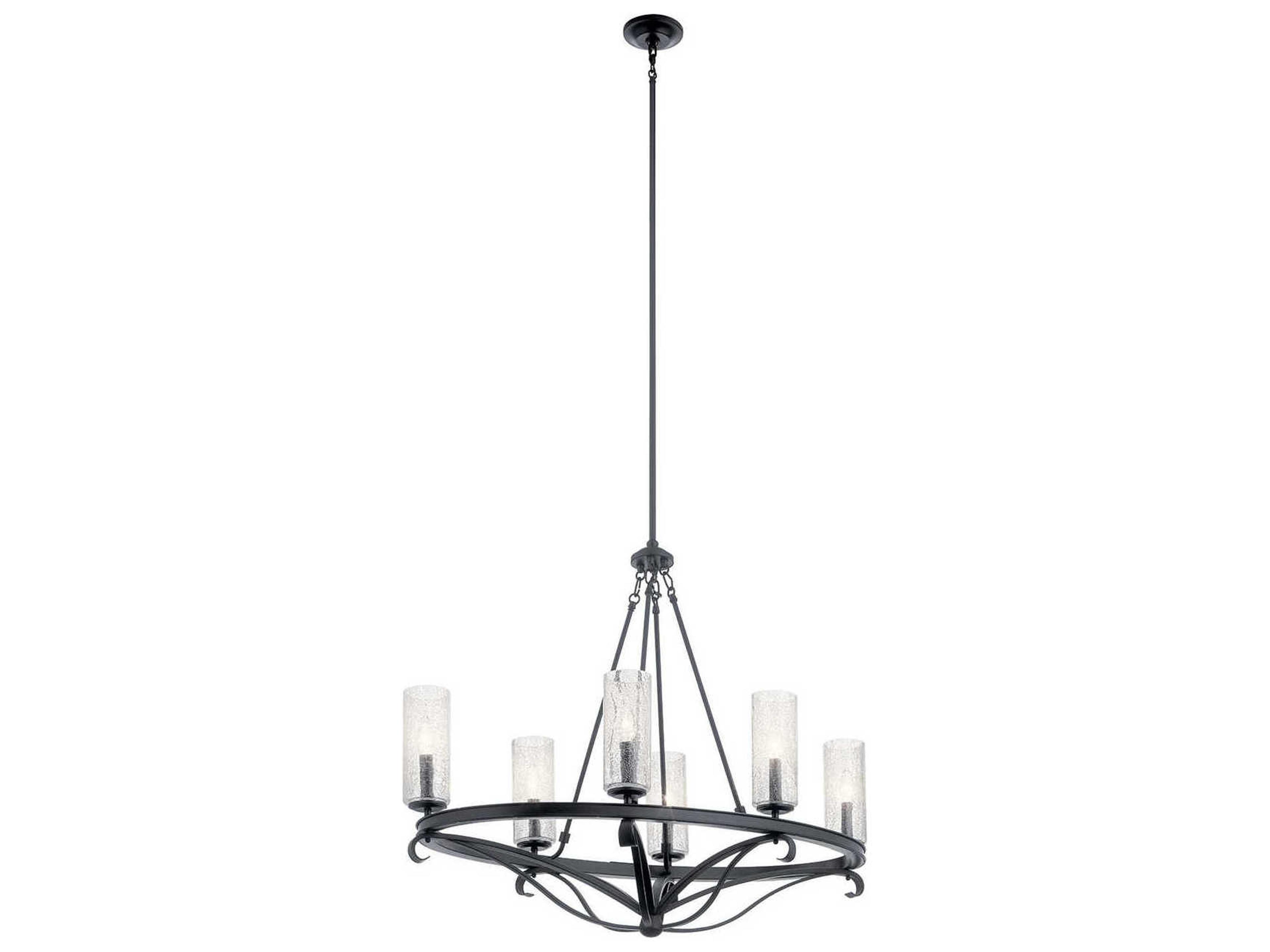 Krysia 6-Light Black Glass Cylinder Island Pendant