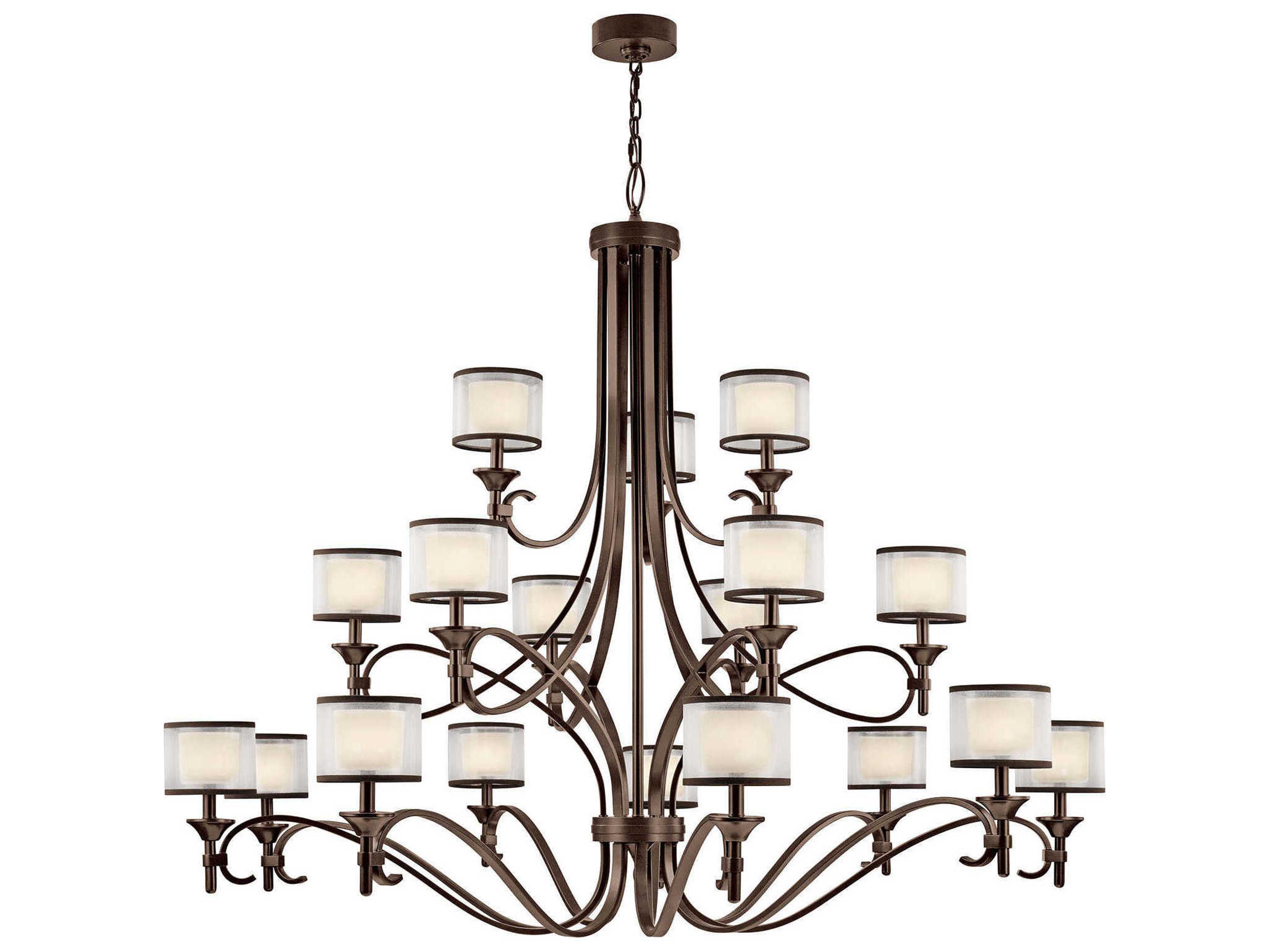 Lacey 18-Light8-Light Mission Bronze Glass Candelabra Cylinder Drum Chandelier