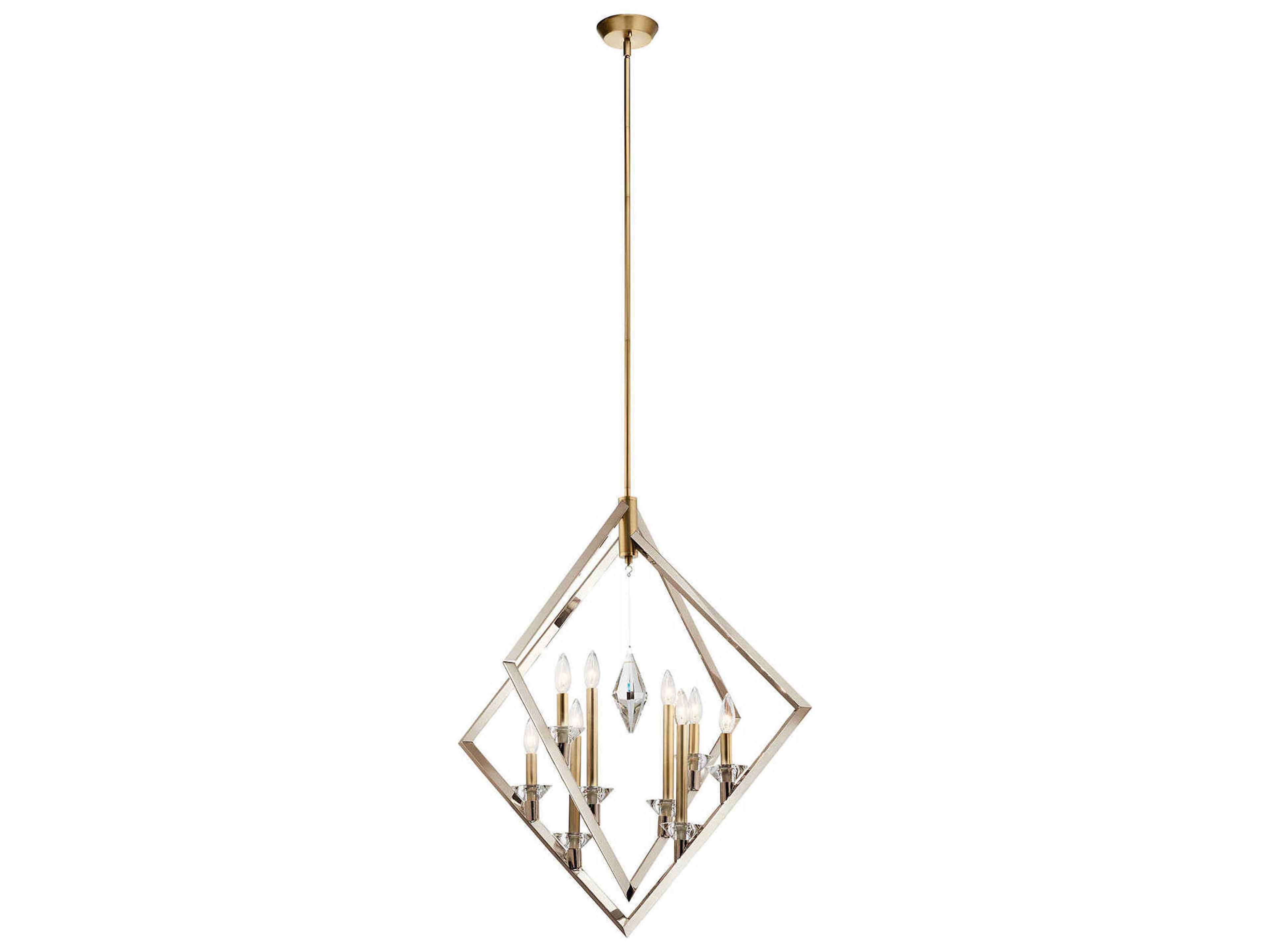 Layan 8-Light Polished Nickel Crystal Glass Geometric Pendant