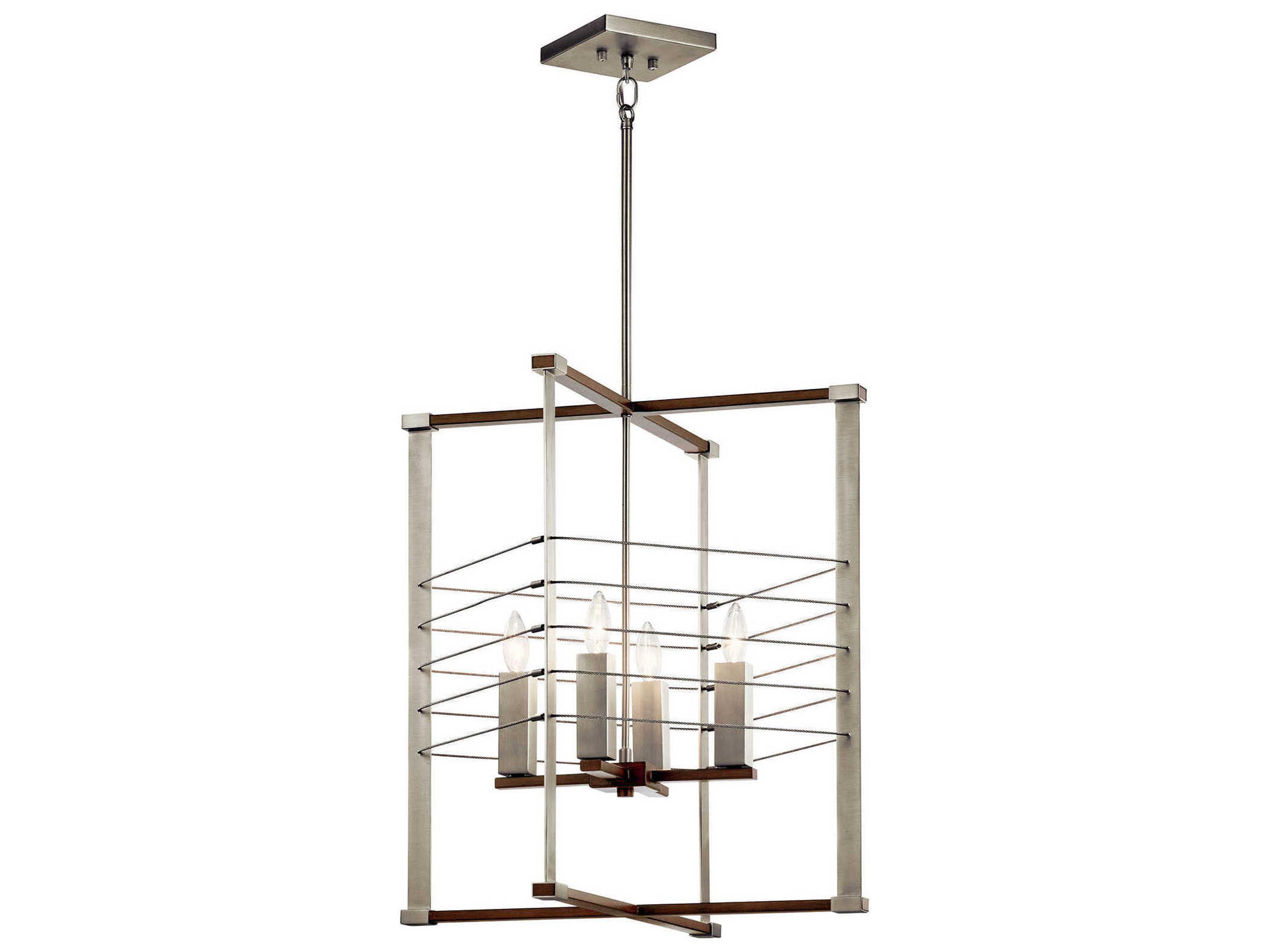 Lente 4-Light Brushed Nickel Brown Pendant