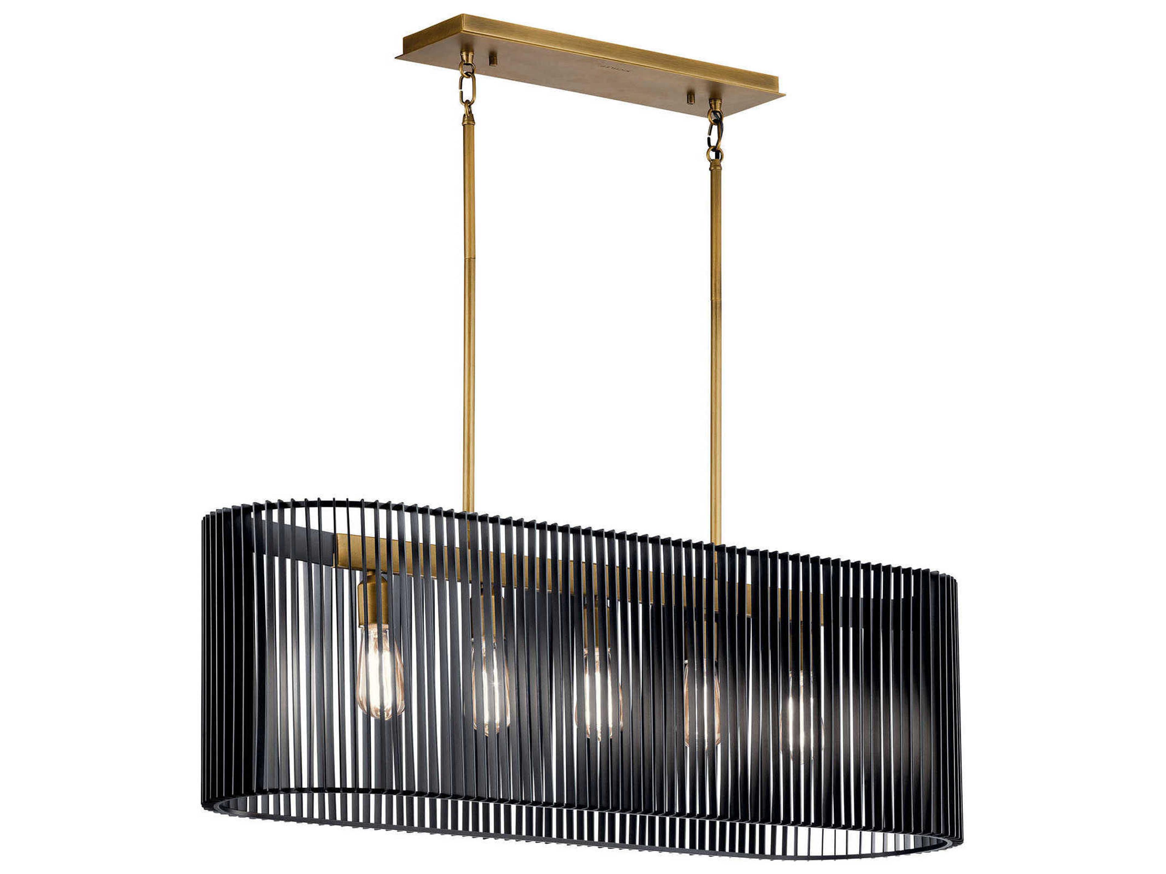 Linara 5-Light Black Geometric Linear Island Pendant