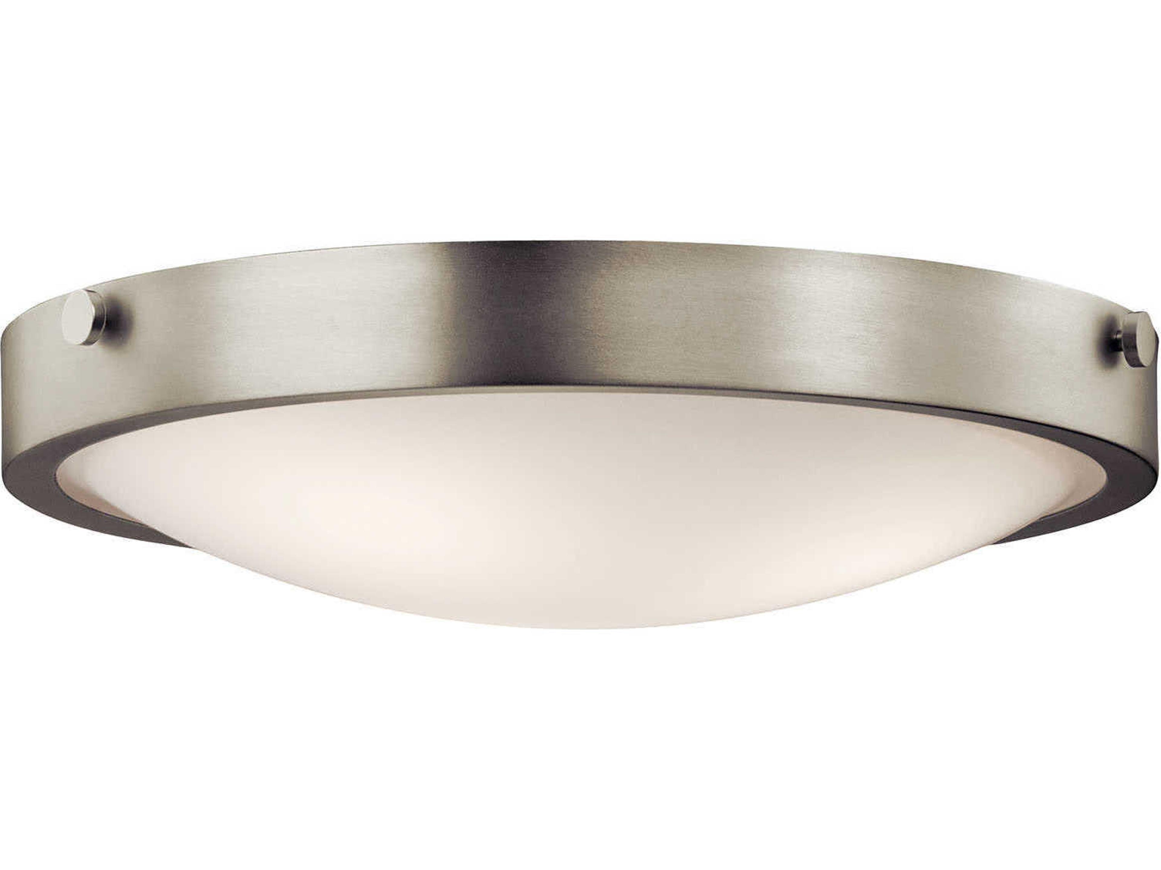 Lytham 3-Light Brushed Nickel Glass Round Flush Mount