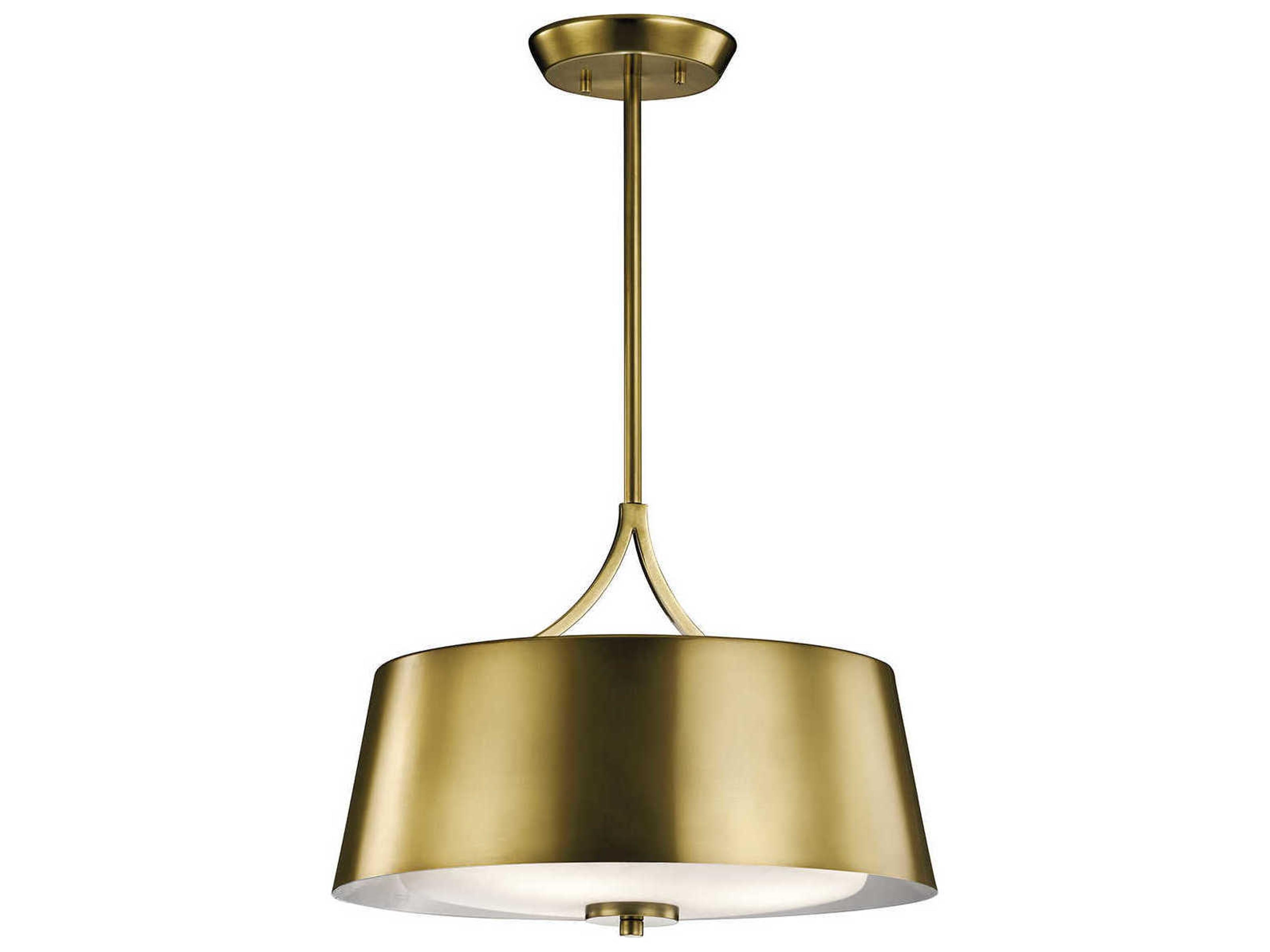 Maclain 3-Light Natural Brass Glass Cylinder Empire Pendant