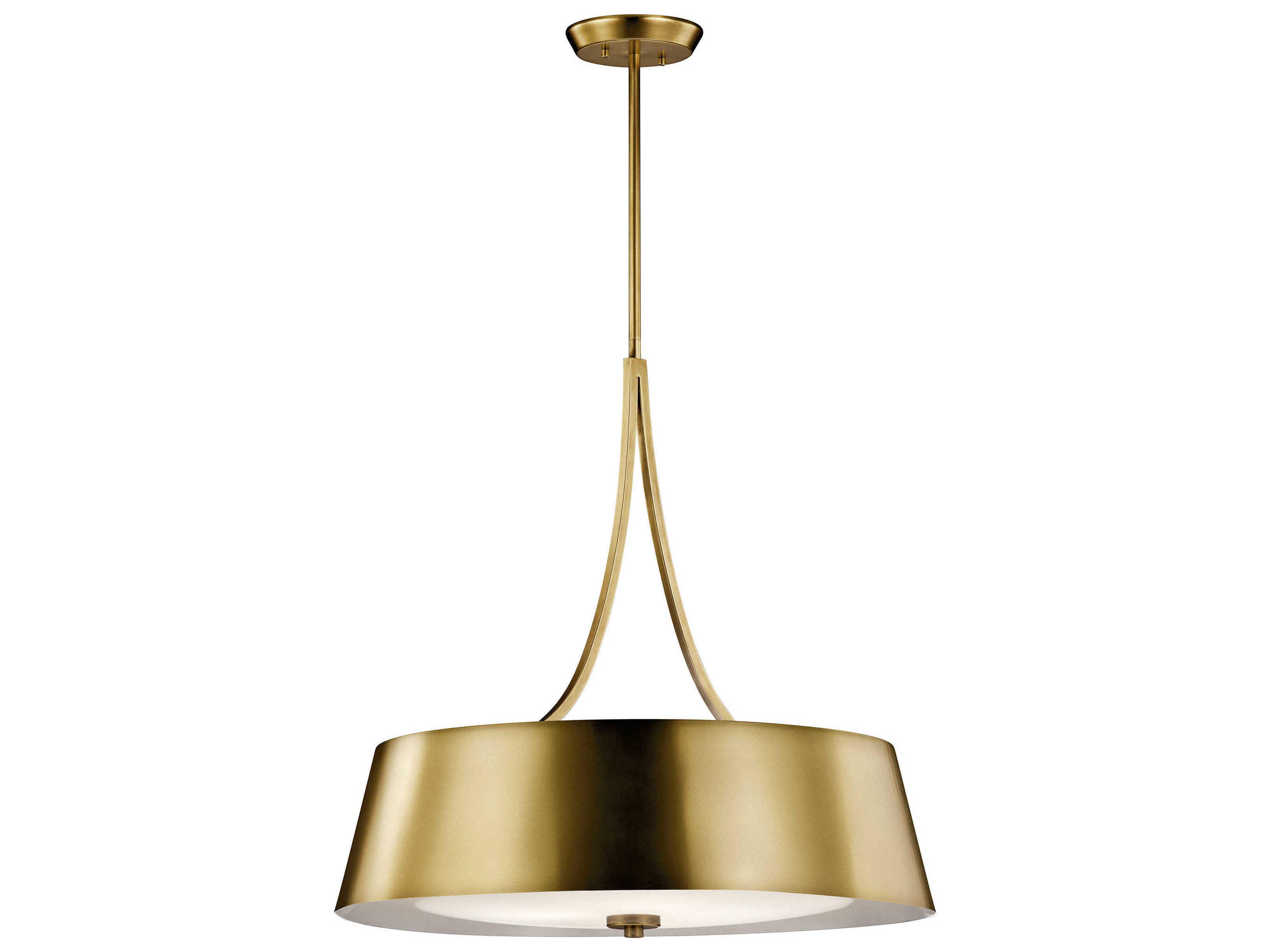 Maclain 4-Light Natural Brass Glass Cylinder Empire Pendant