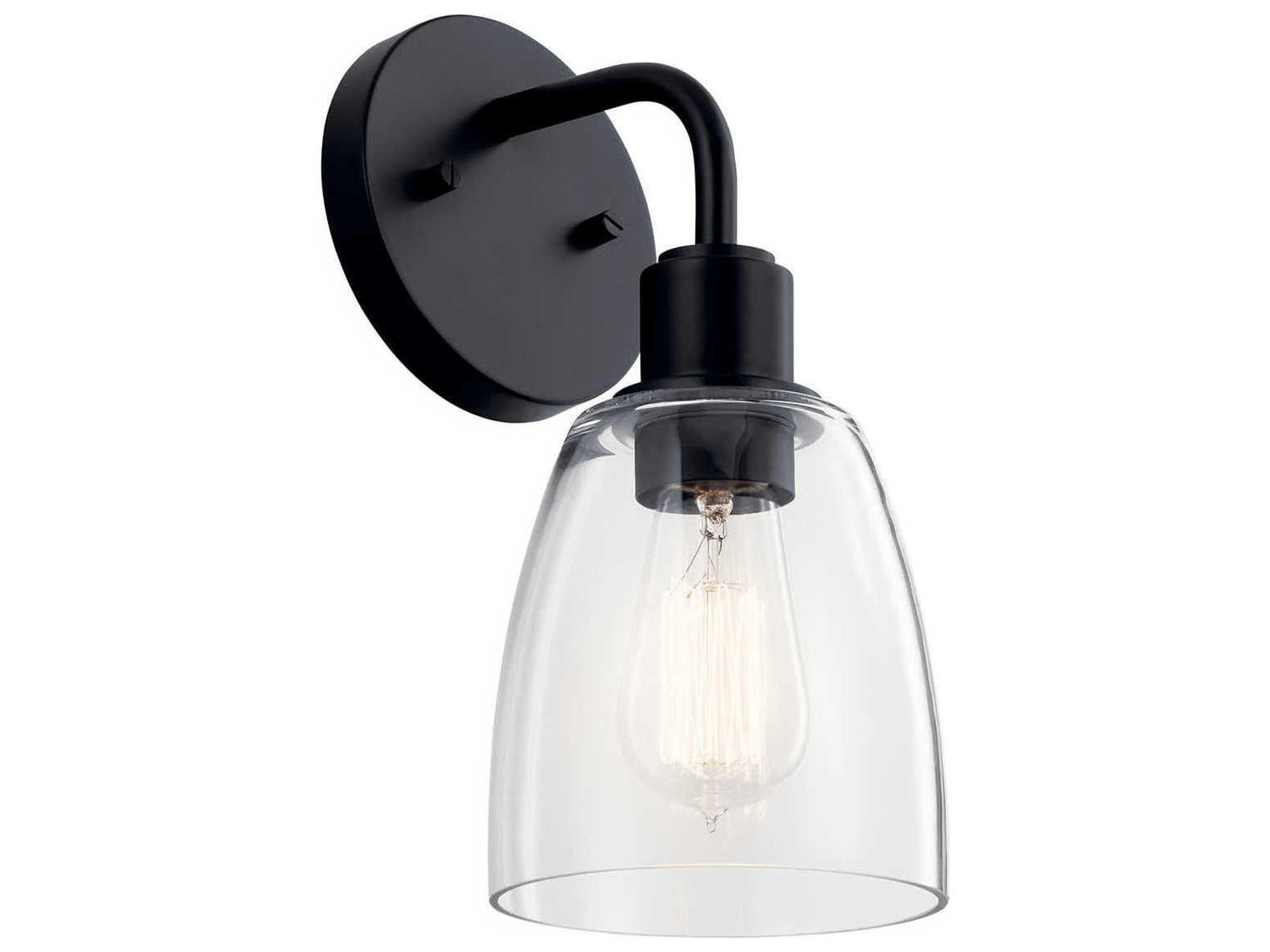 Meller 1-Light Black Glass Wall Sconce