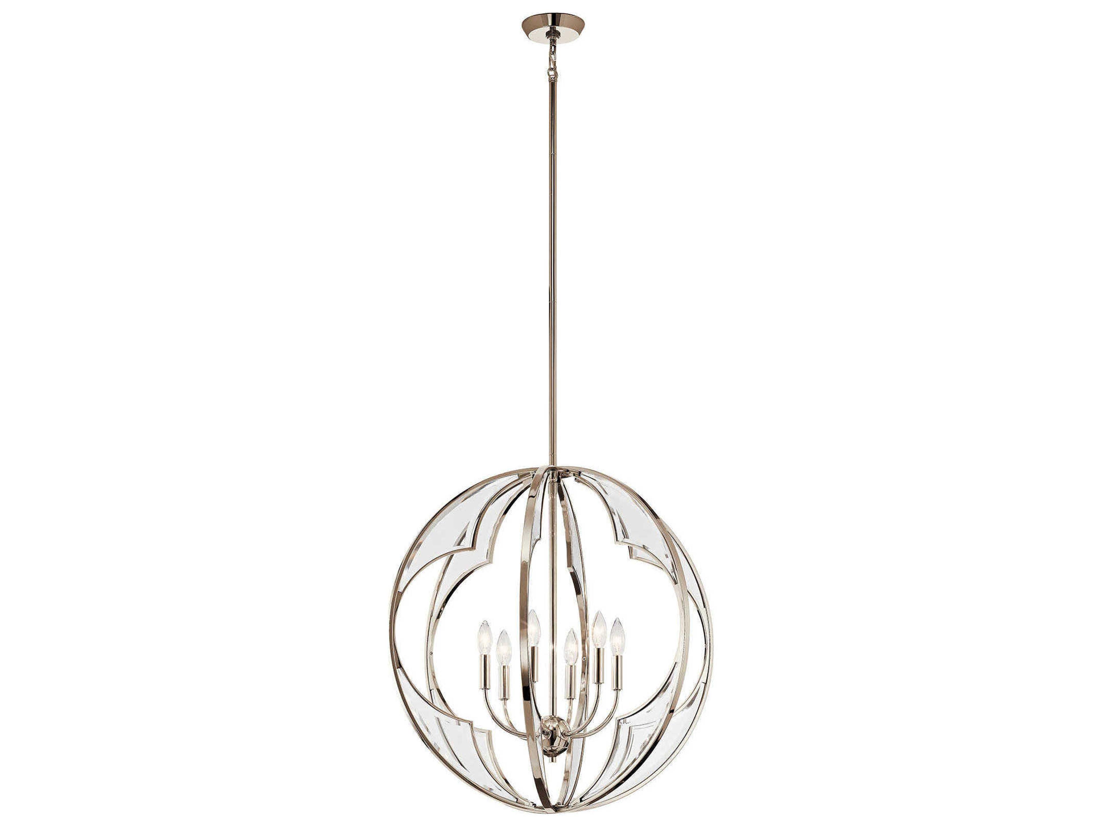 Montavello 6-Light Polished Nickel Glass Candelabra Geometric Chandelier