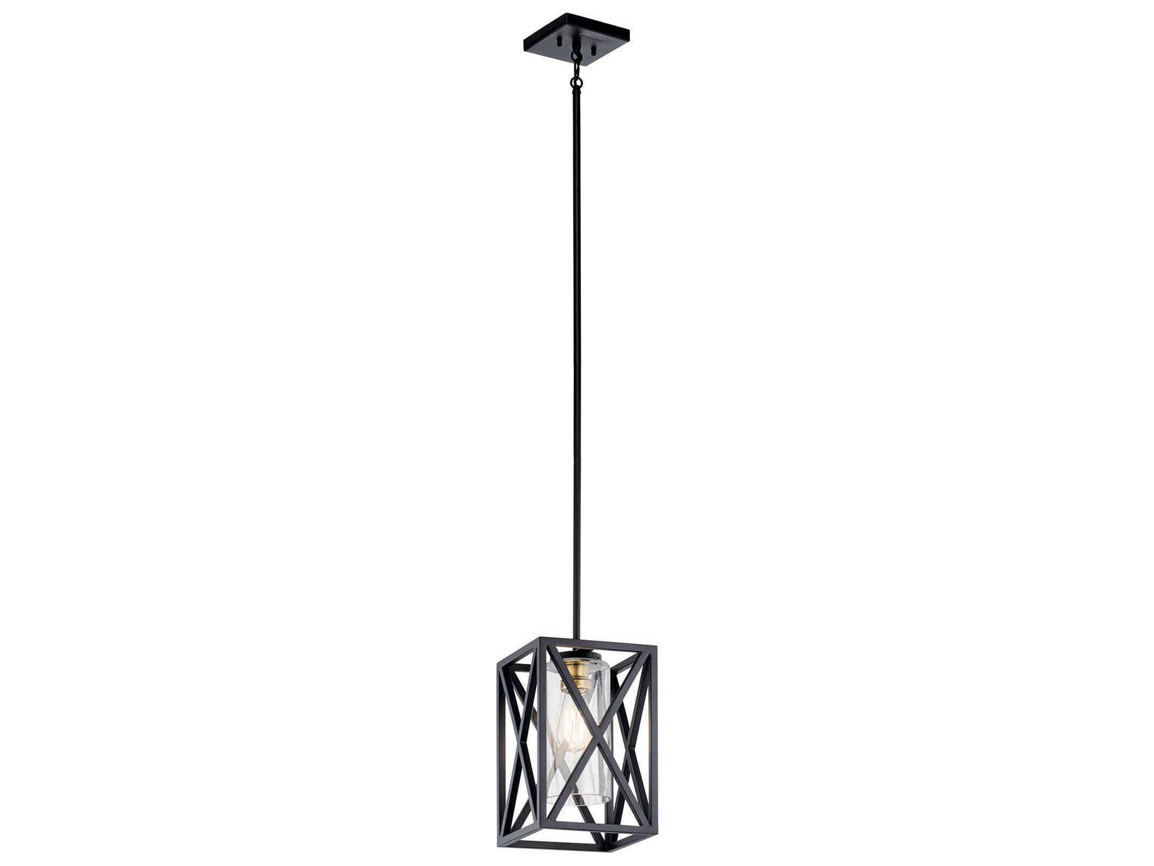 Moorgate 1-Light Black Glass Cylinder Mini Pendant