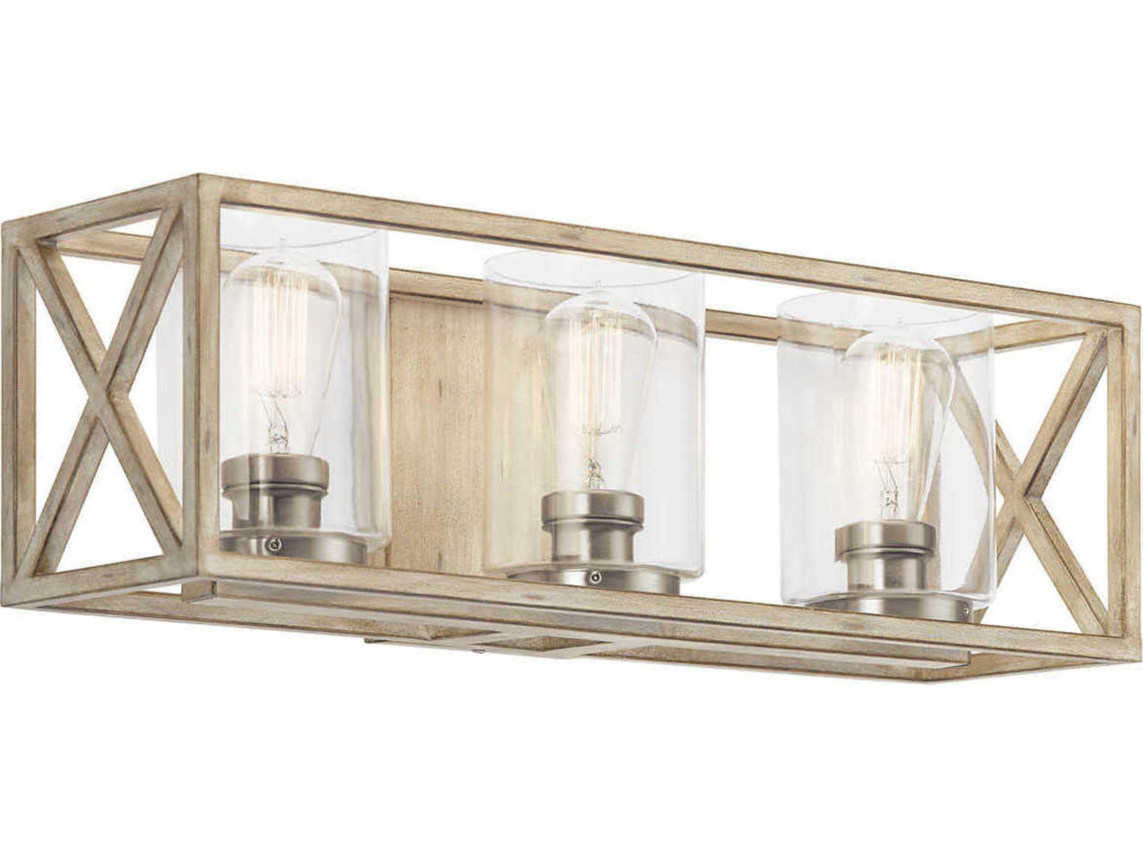 Moorgate 3-Light Distressed Antique White Glass Vanity Light