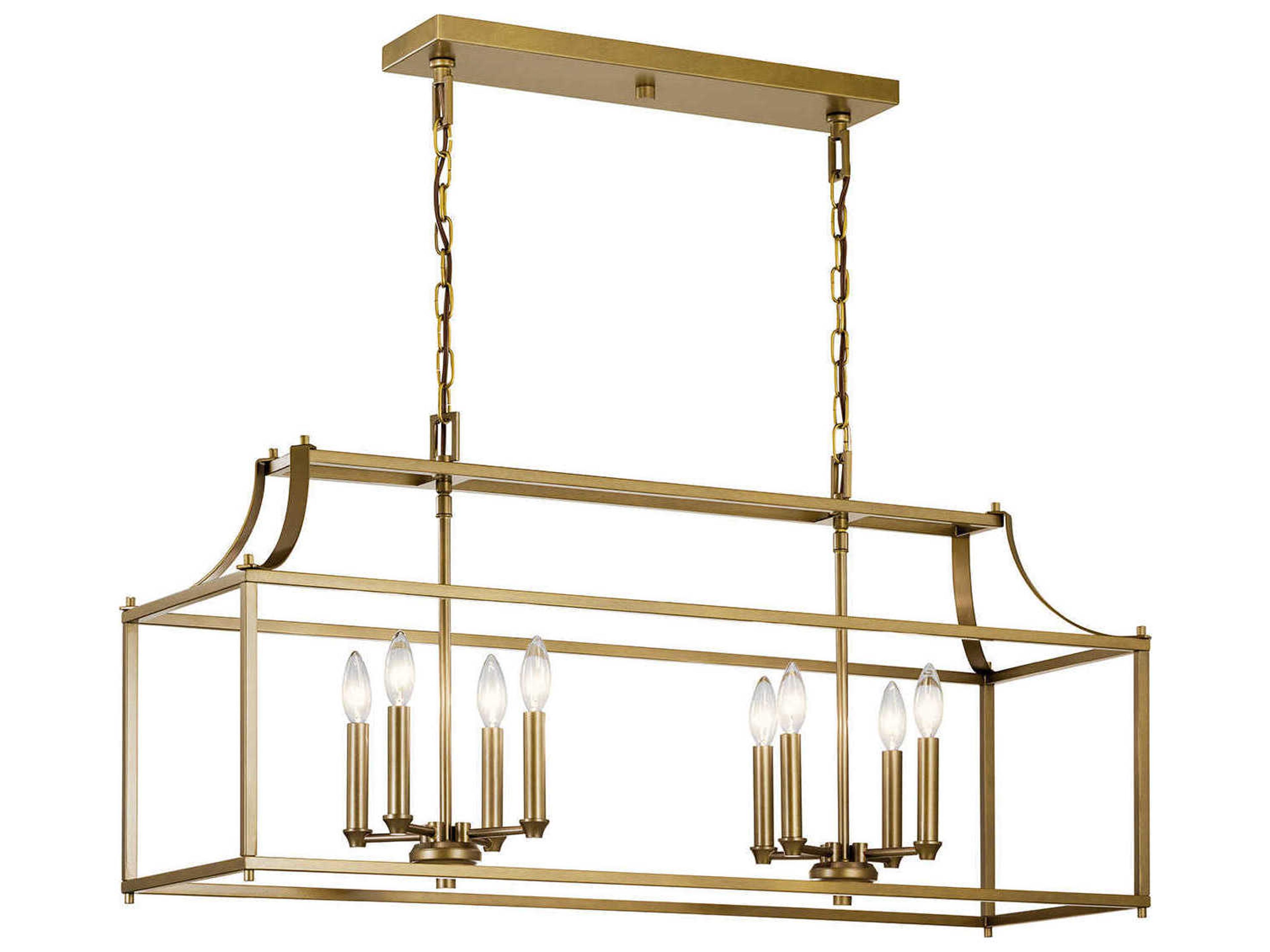 Morrigan 8-Light Natural Brass Linear Island Pendant