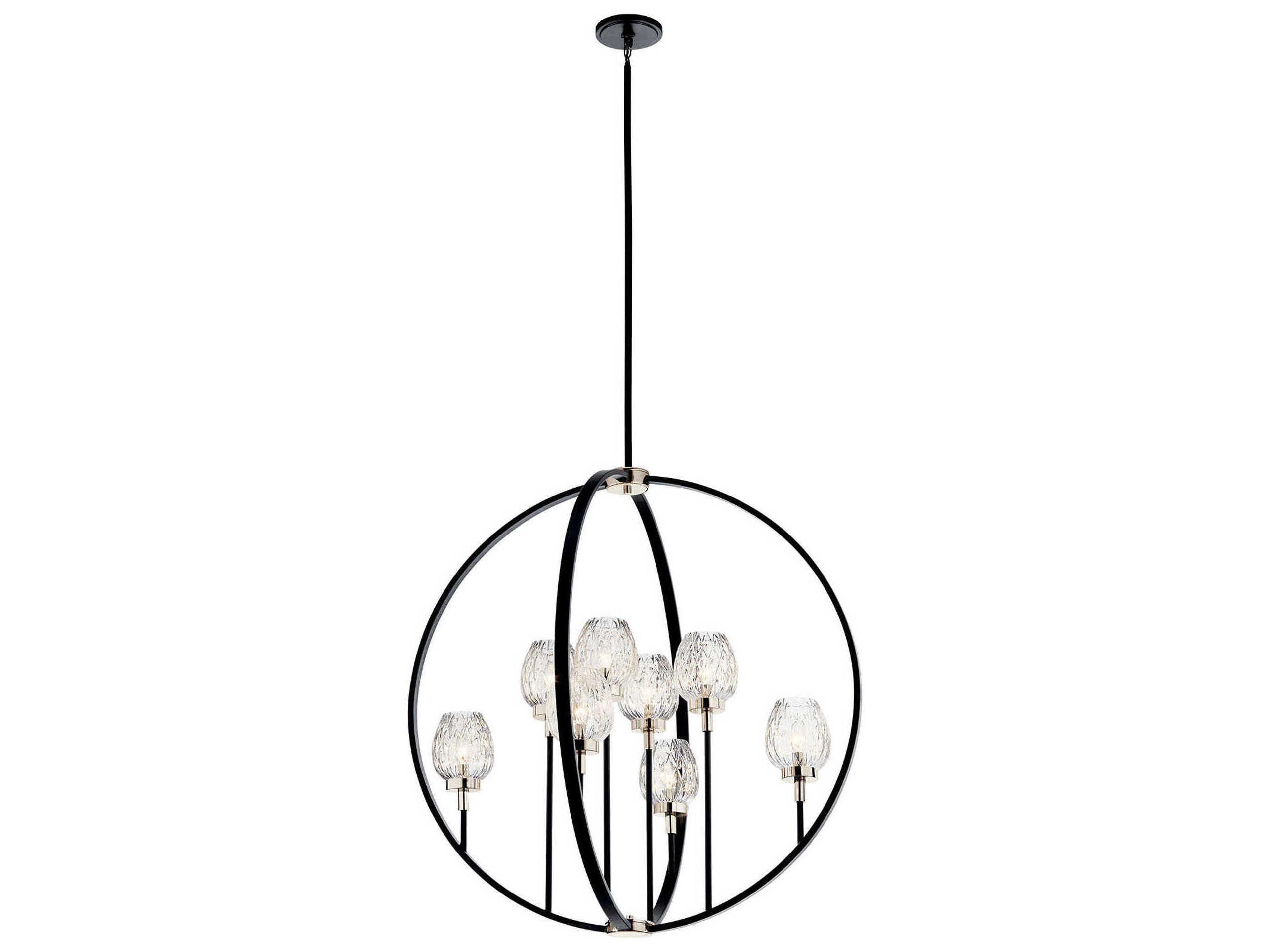 Moyra 8-Light Black Glass Candelabra Chandelier