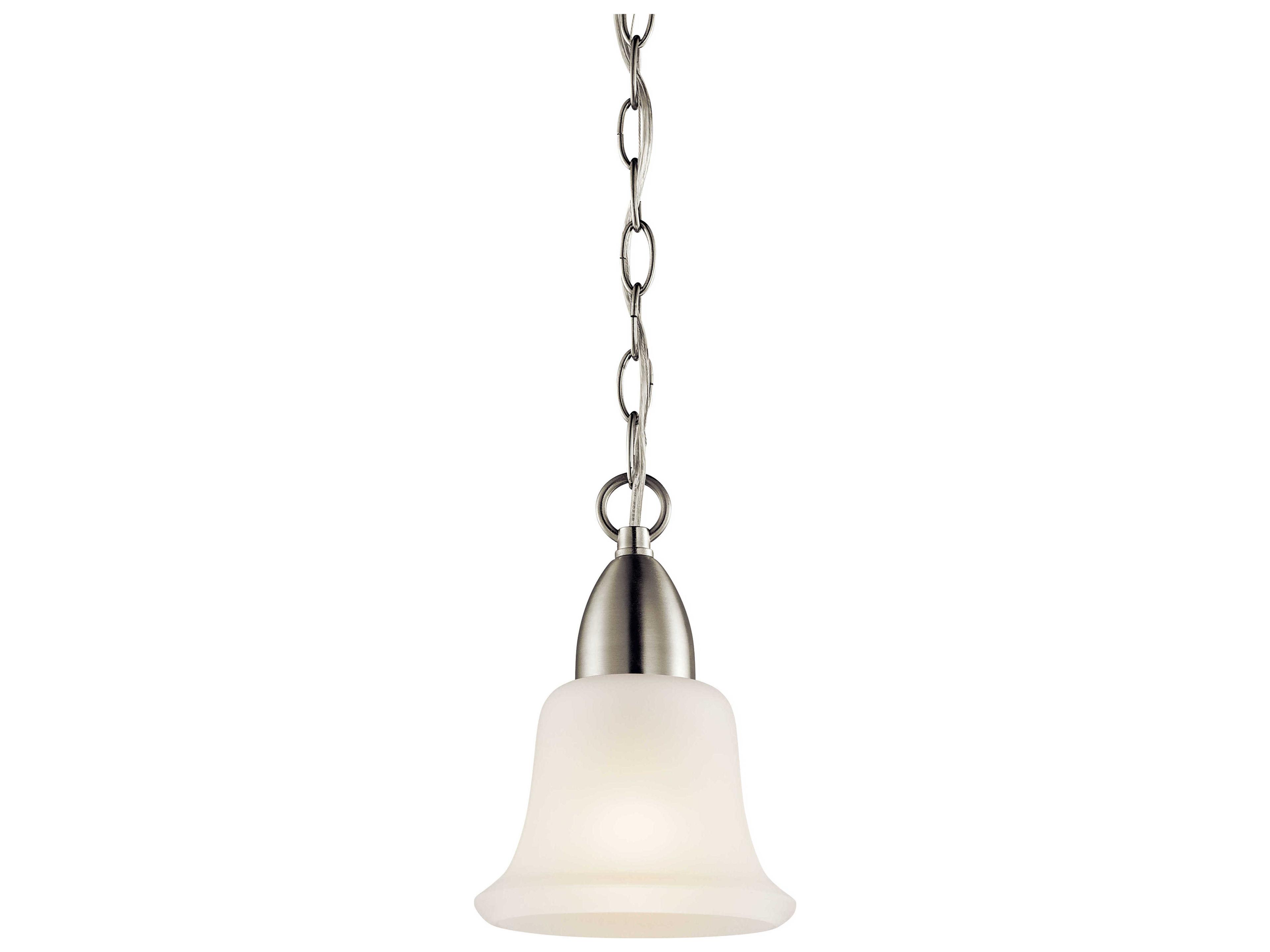 Nicholson 1-Light Brushed Nickel Glass Bell Mini Pendant