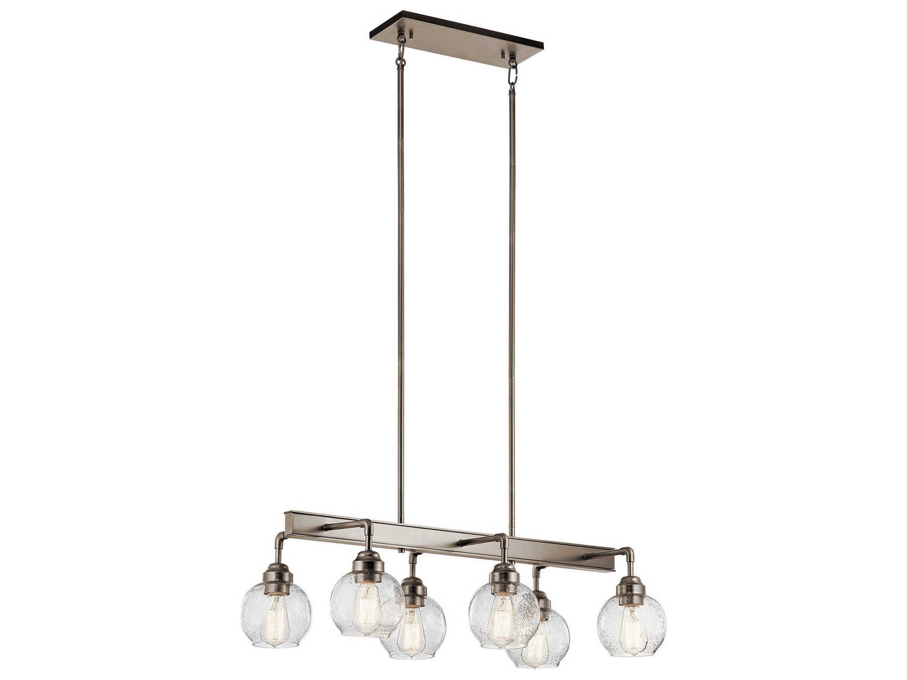 Niles 6-Light Antique Pewter Glass Globe Linear Island Pendant