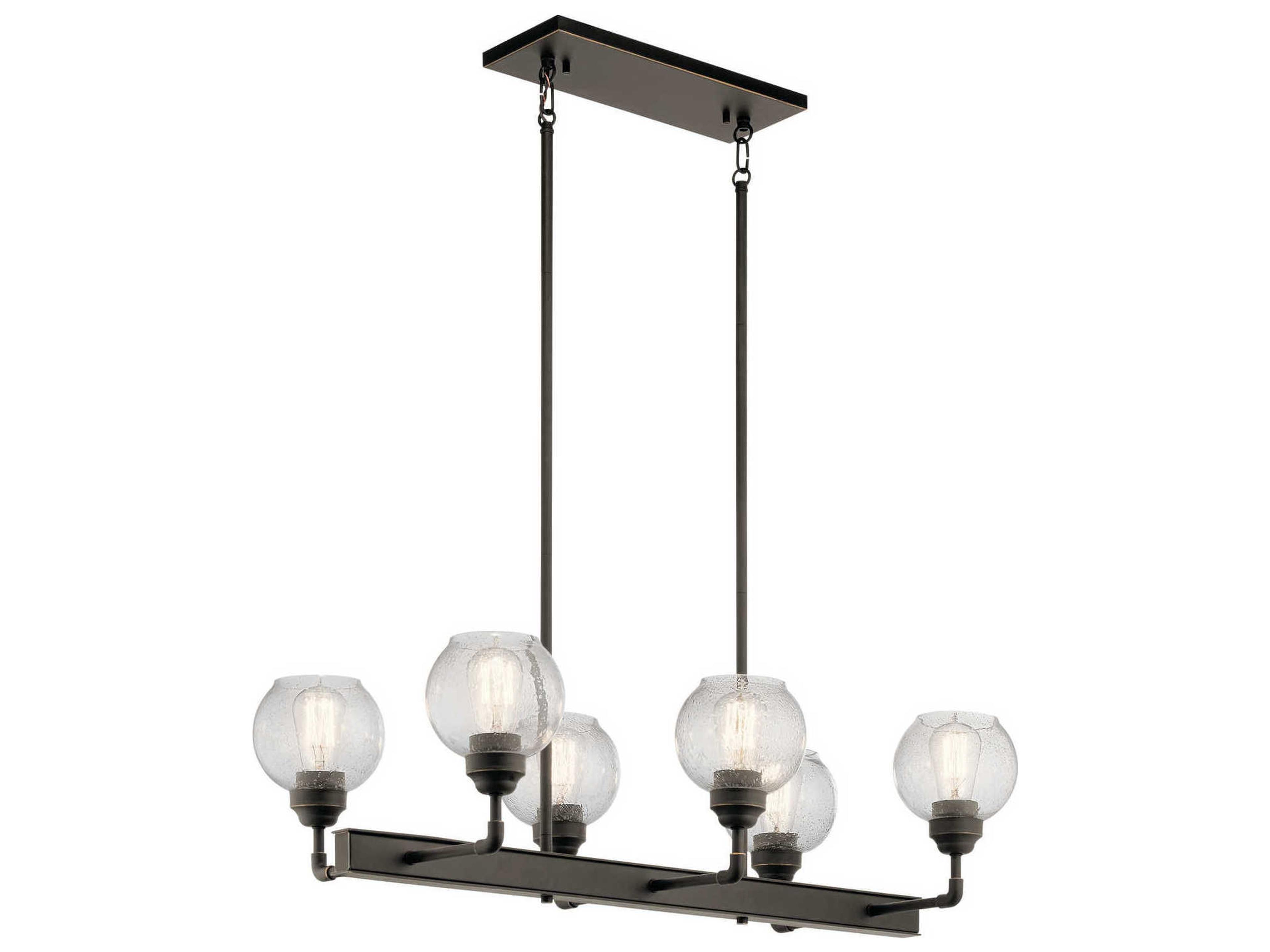 Niles 6-Light Olde Bronze Glass Globe Linear Island Pendant
