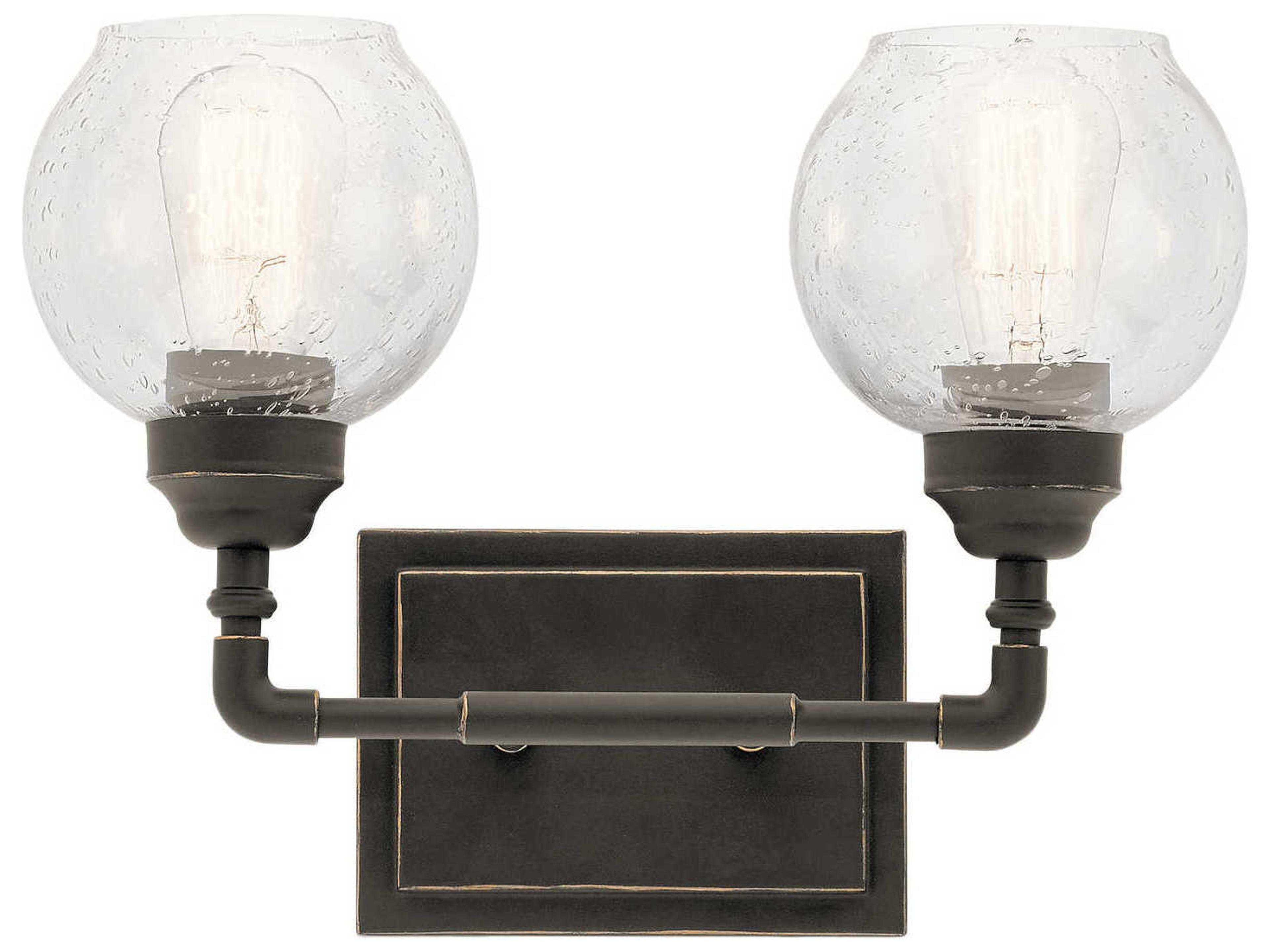 Niles 2-Light Olde Bronze Glass Vanity Light