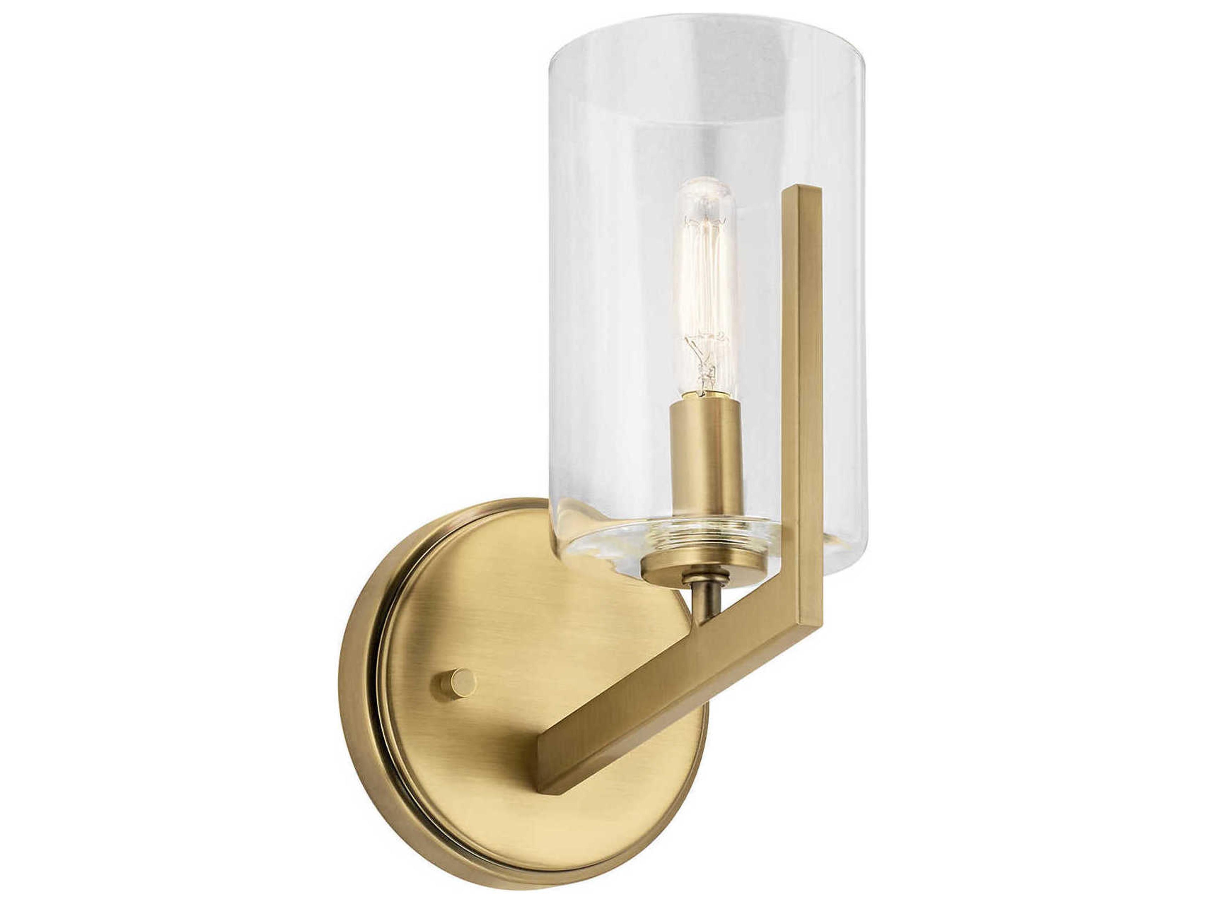 Nye 1-Light Brushed Natural Brass Glass Wall Sconce