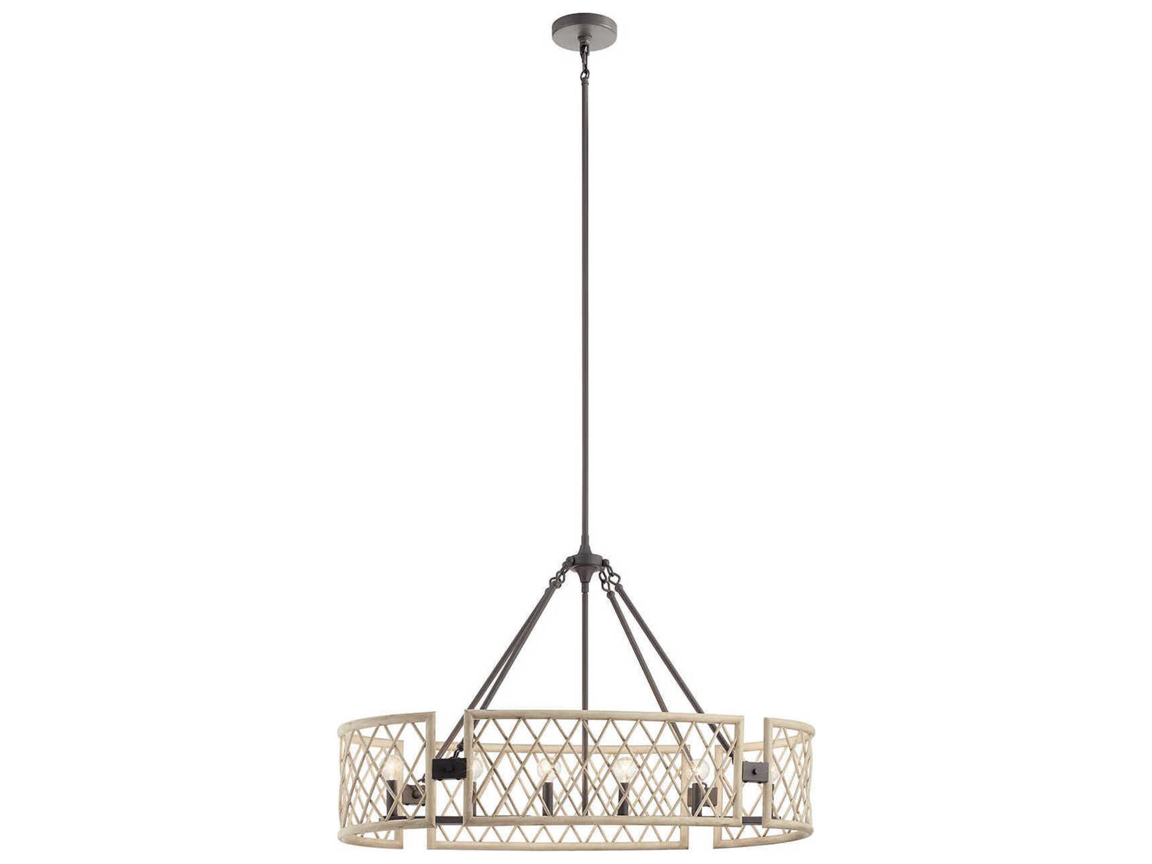 Oana 6-Light White Washed Wood Island Pendant