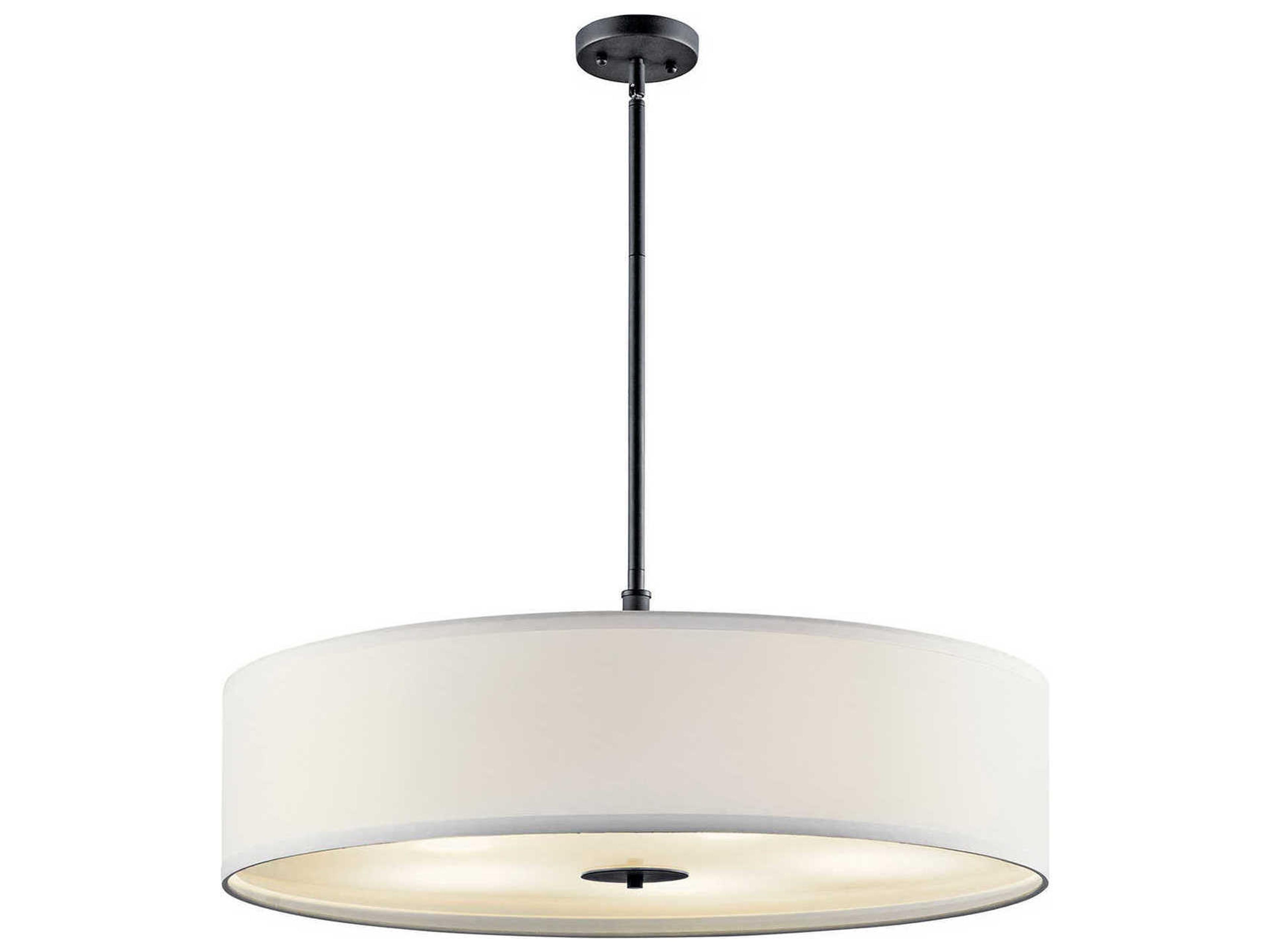 Kichler 5-Light Black Glass Drum Round Pendant