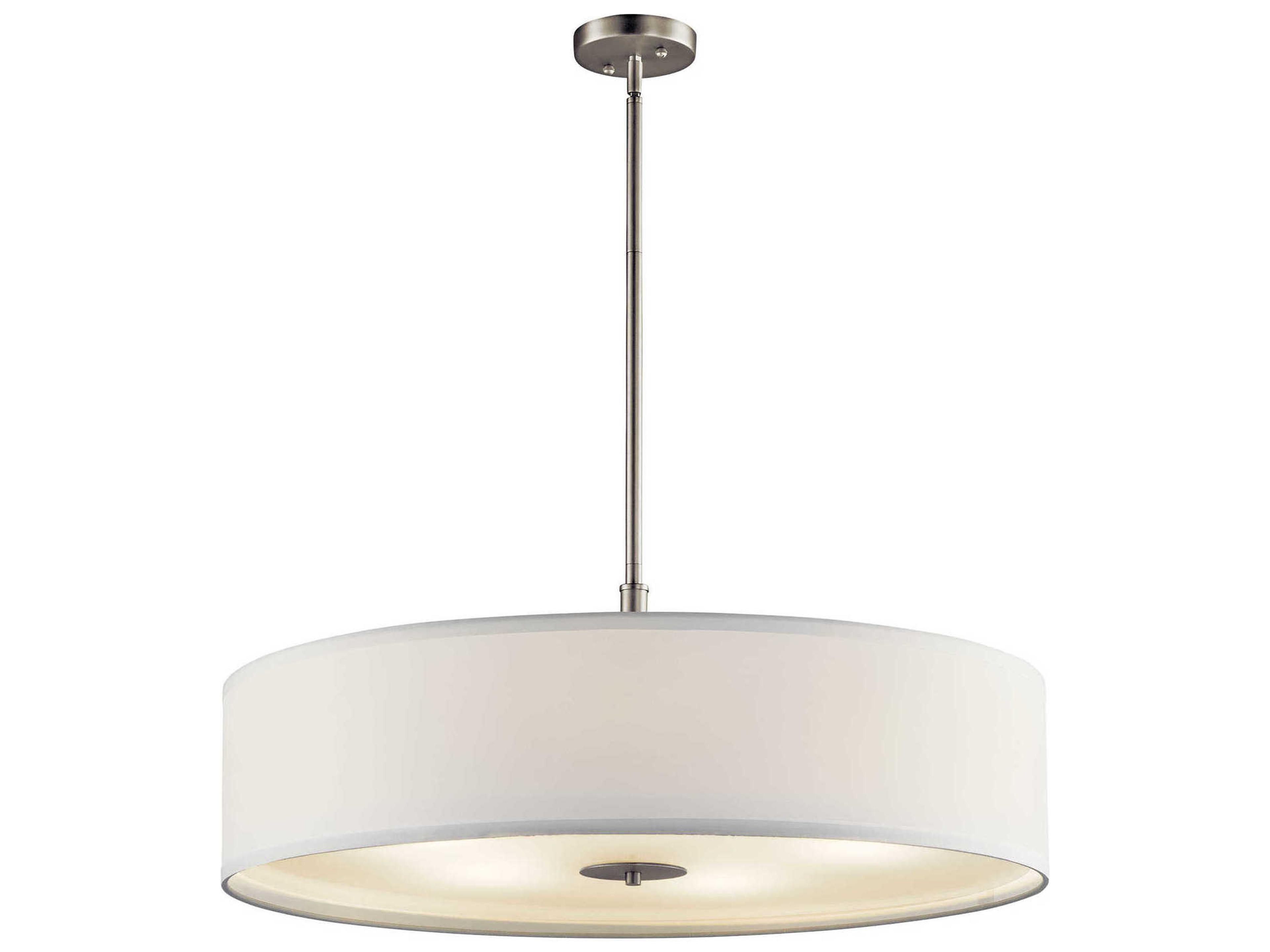 5-Light Brushed Nickel Glass Cylinder Drum Pendant