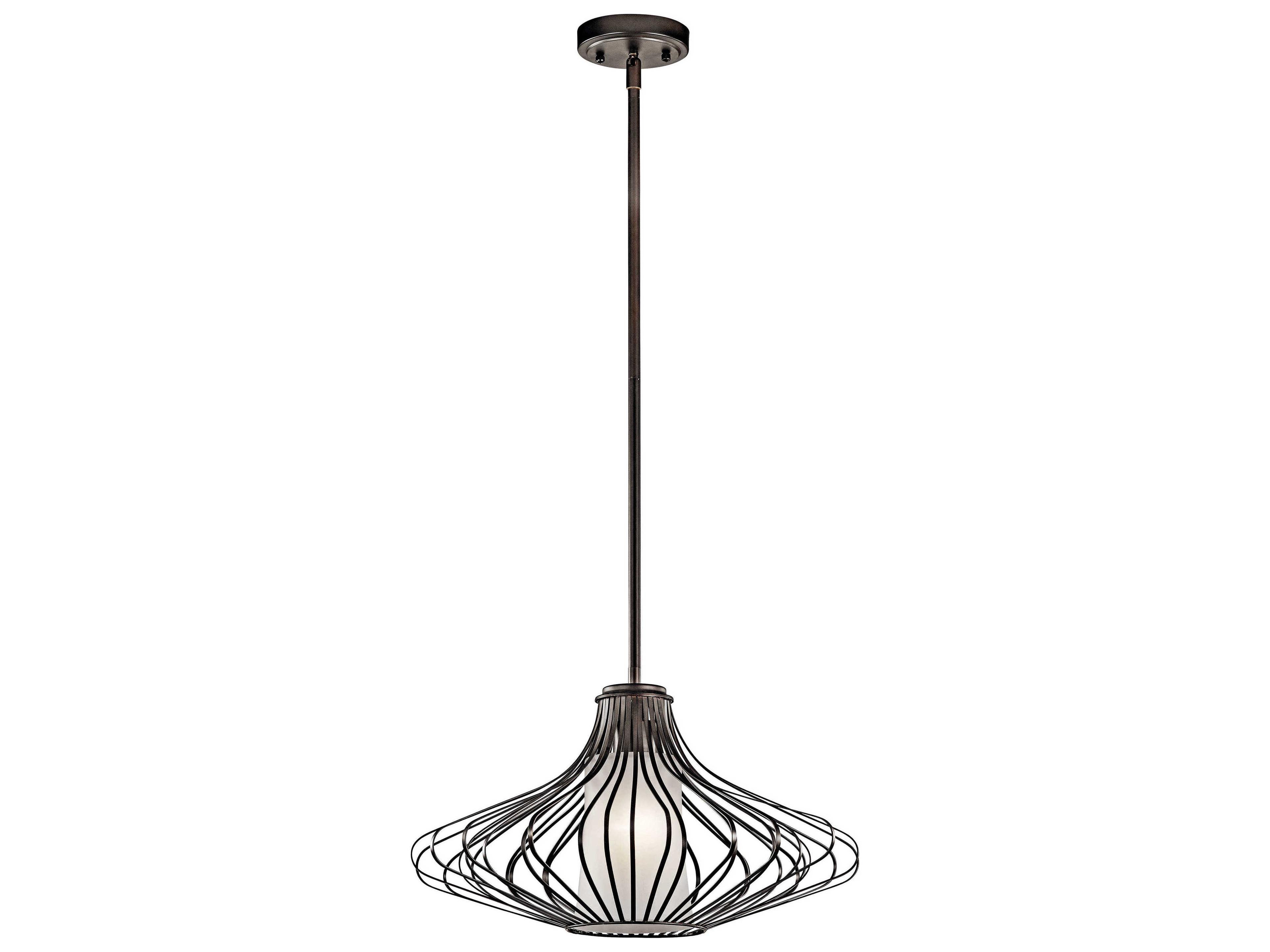 1-Light Olde Bronze Glass Cylinder Geometric Pendant