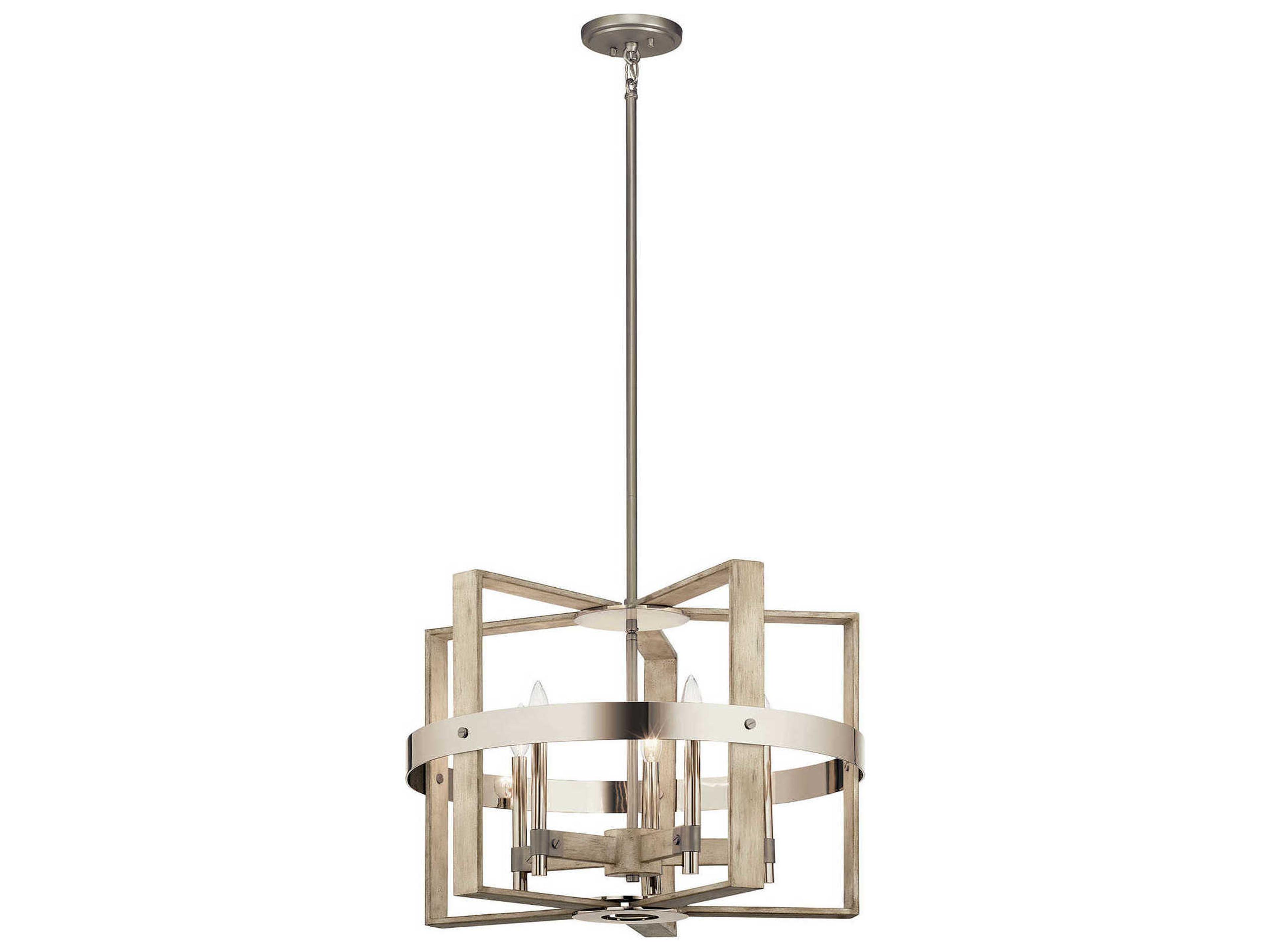 Peyton 5-Light White Washed Wood Chandelier