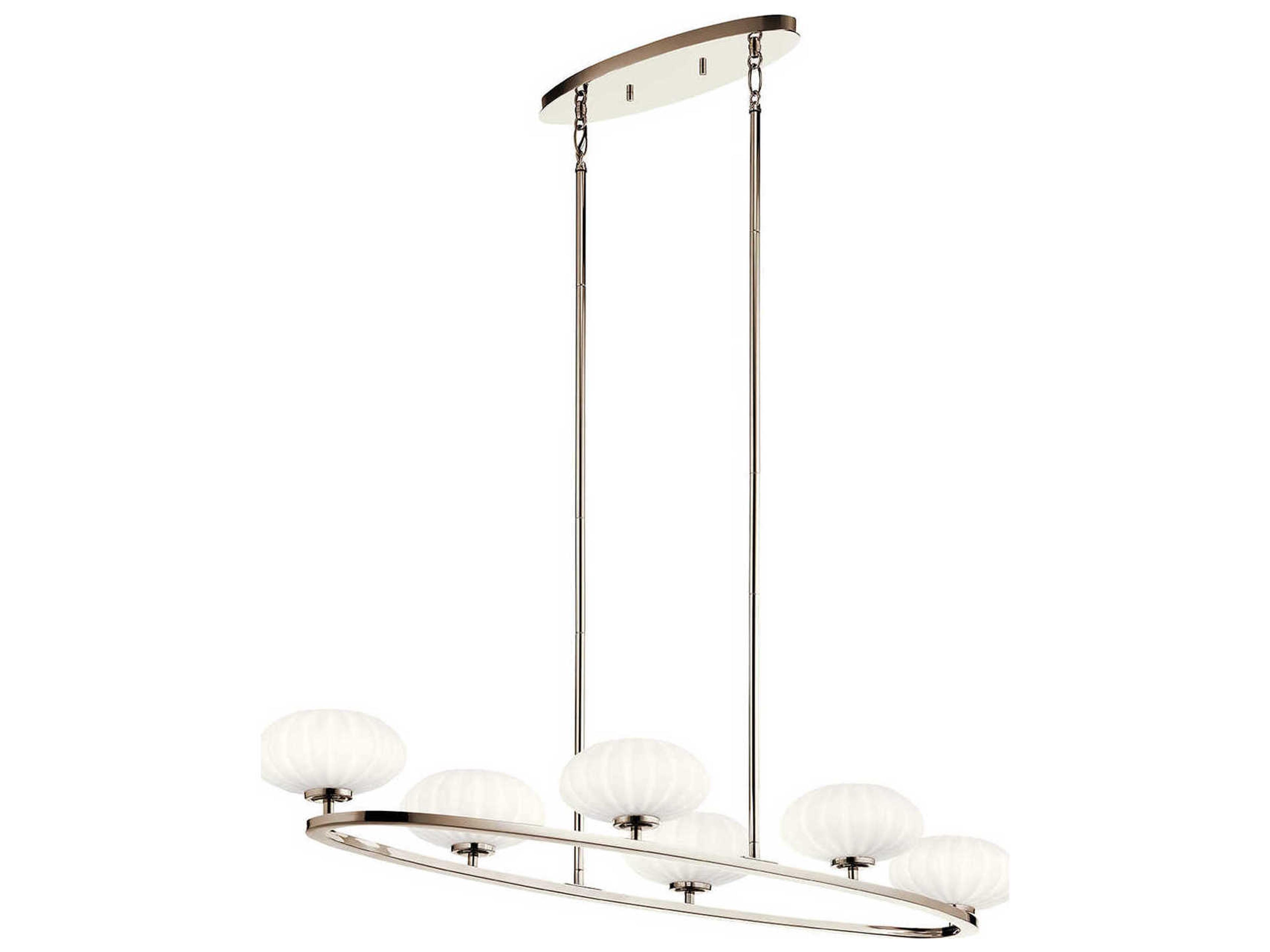 Pim 6-Light Polished Nickel Glass Linear Round Island Pendant