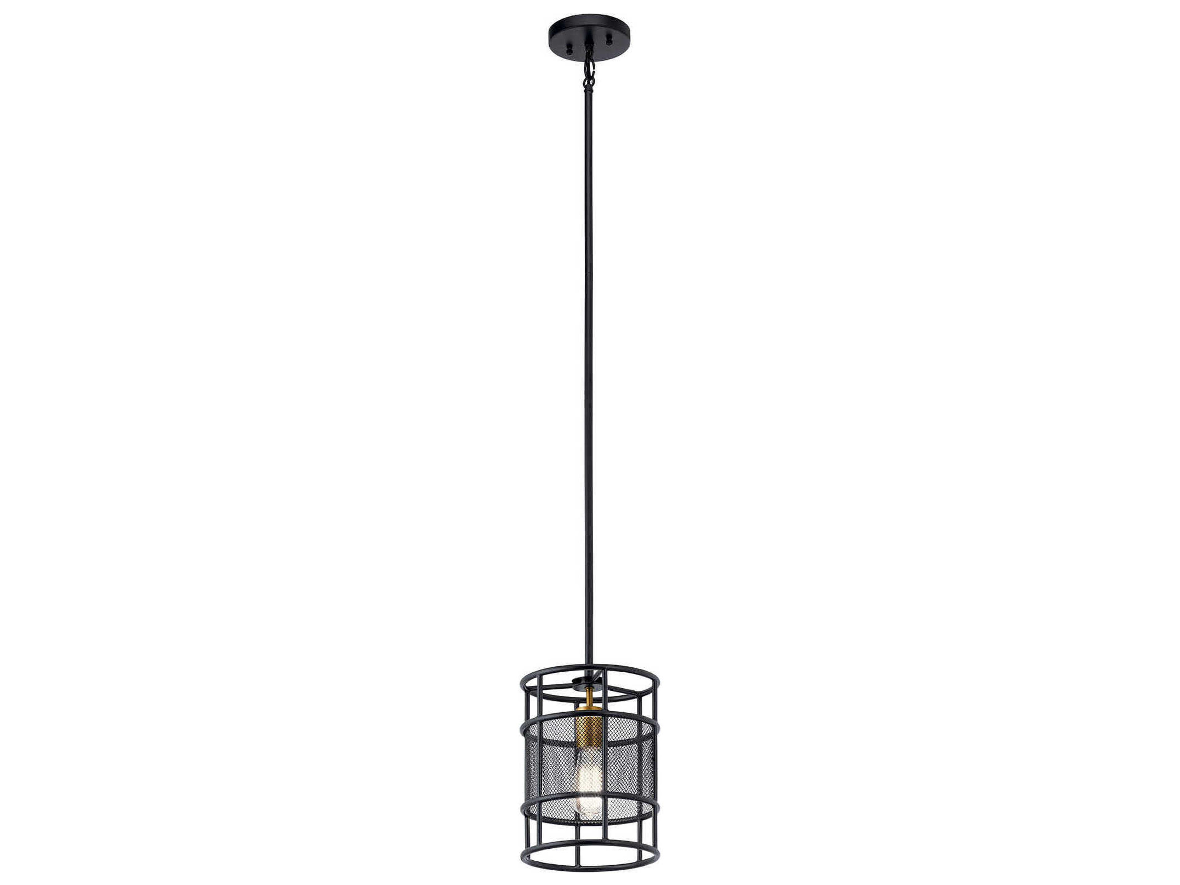 Piston 1-Light Black Cylinder Round Mini Pendant
