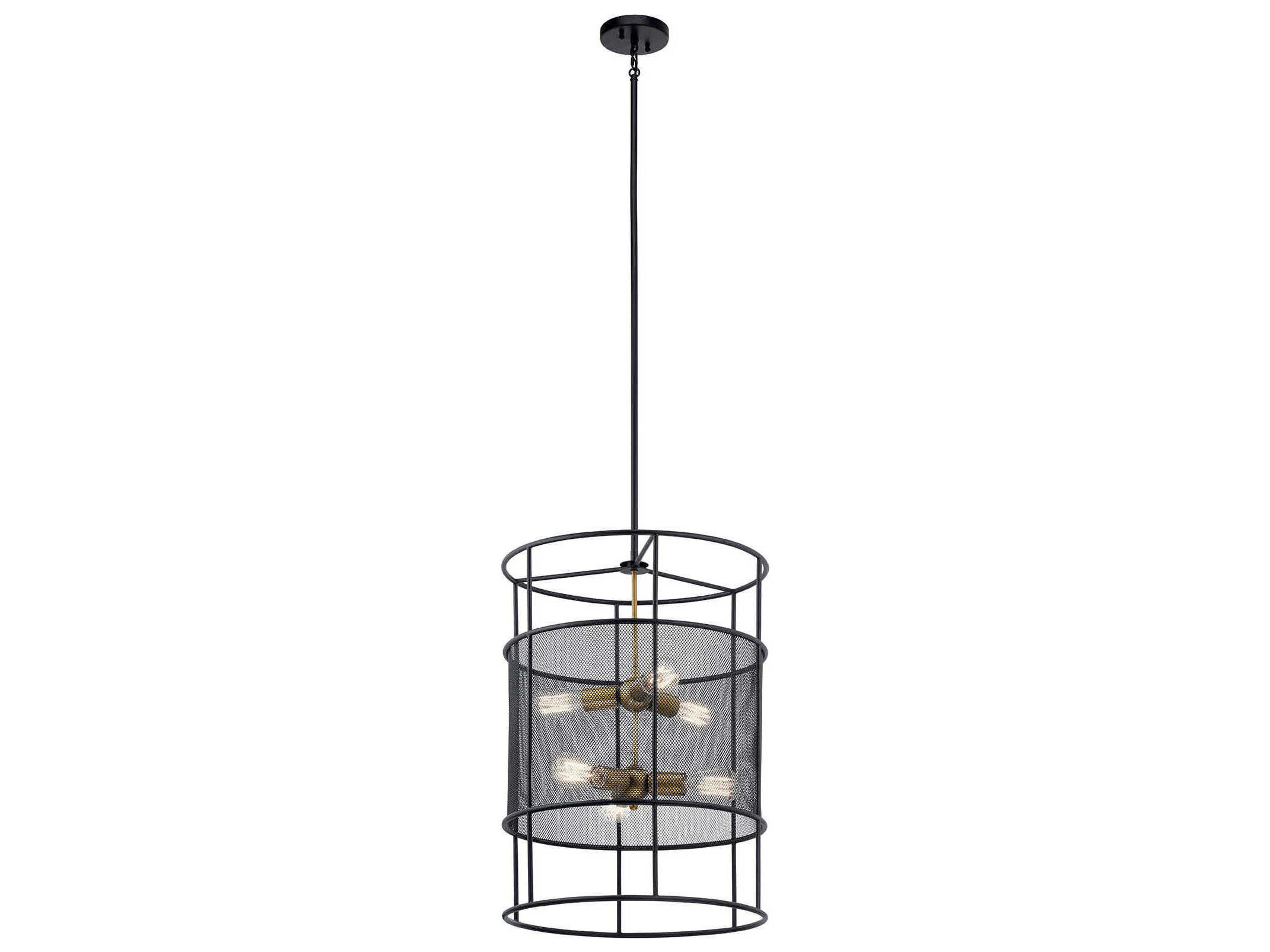 Piston 6-Light Black Cylinder Round Pendant