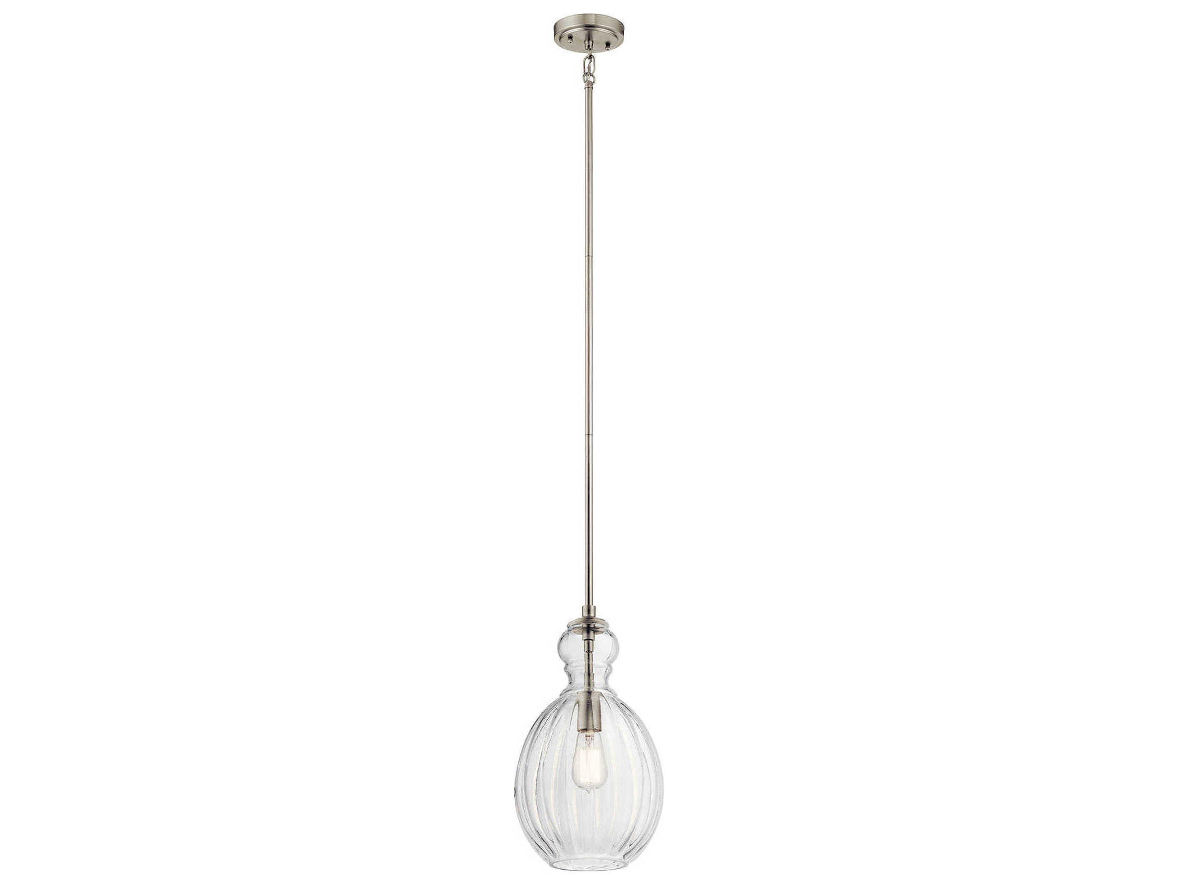 Riviera 1-Light Brushed Nickel Glass Geometric Mini Pendant