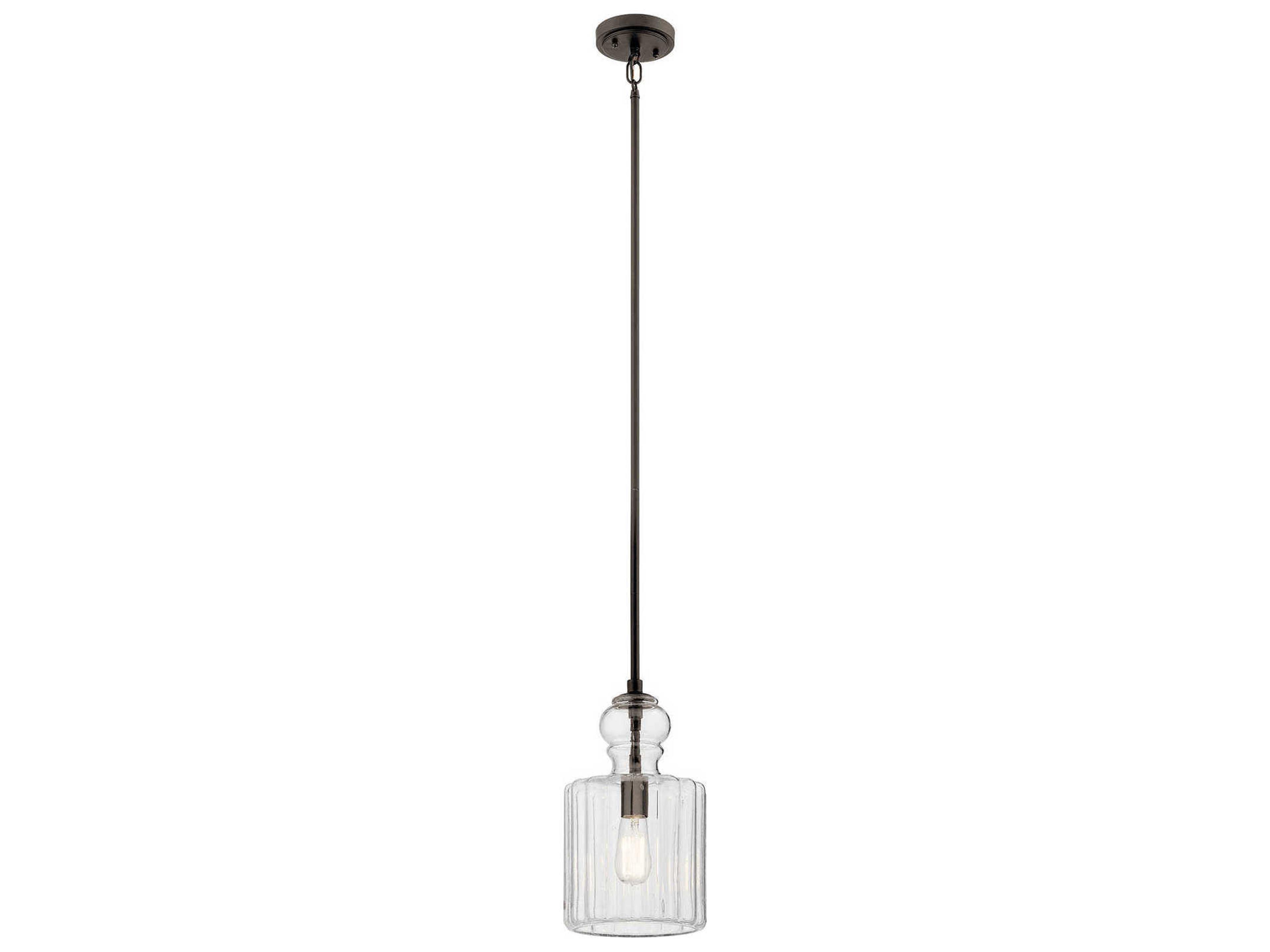 Riviera 1-Light Olde Bronze Glass Geometric Mini Pendant