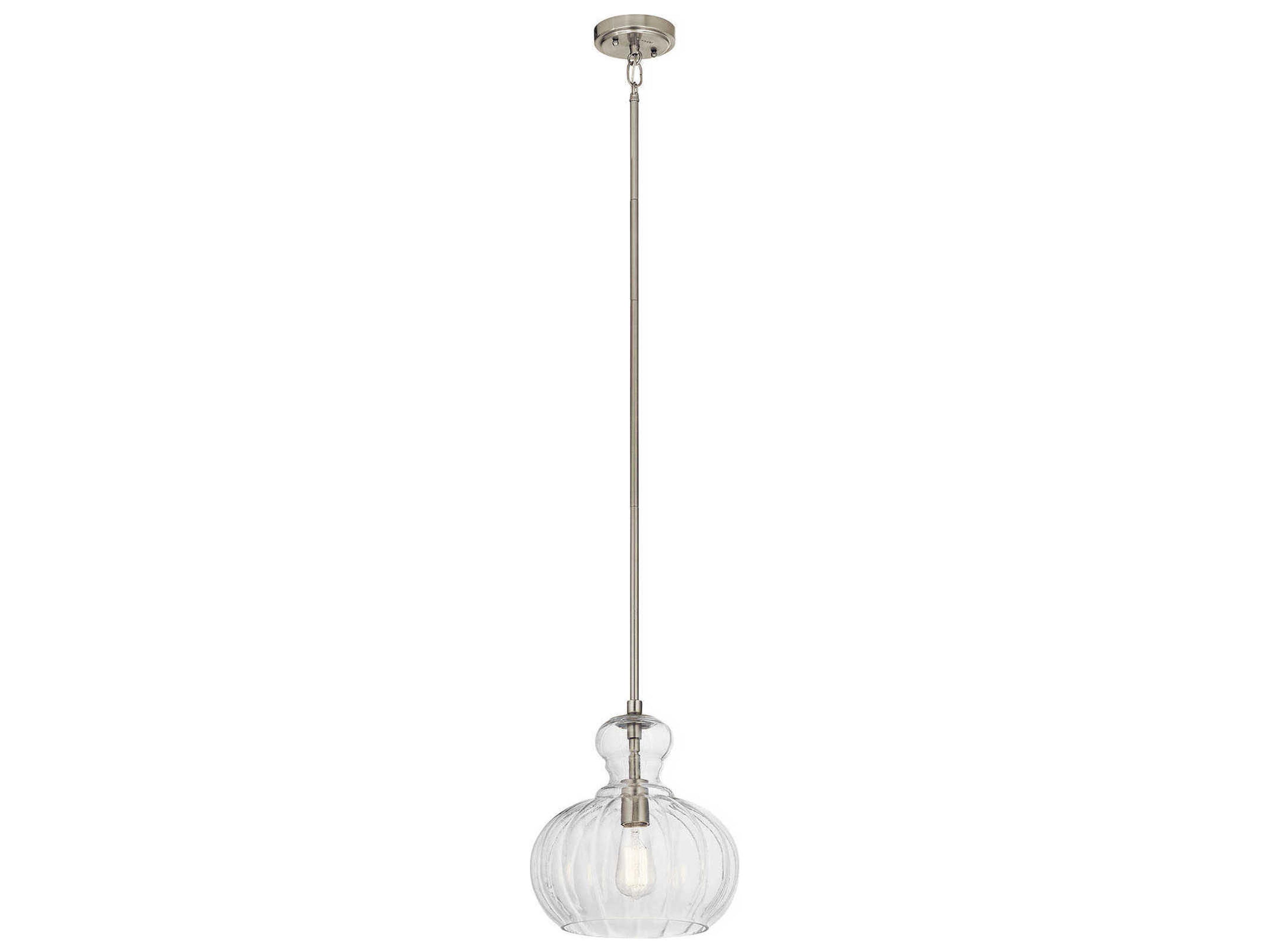 Riviera 1-Light Brushed Nickel Glass Geometric Mini Pendant
