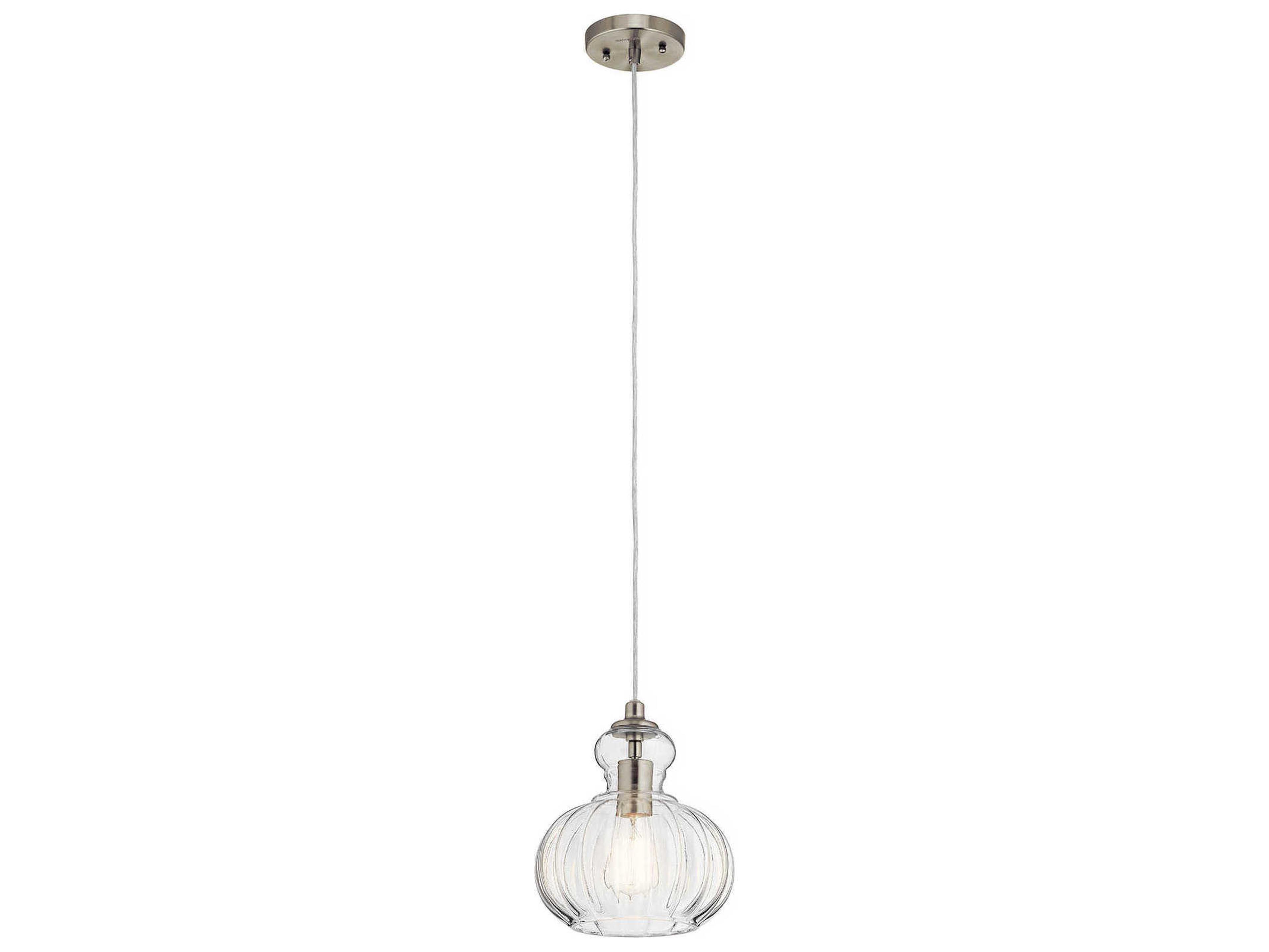 Riviera 1-Light Brushed Nickel Glass Geometric Mini Pendant